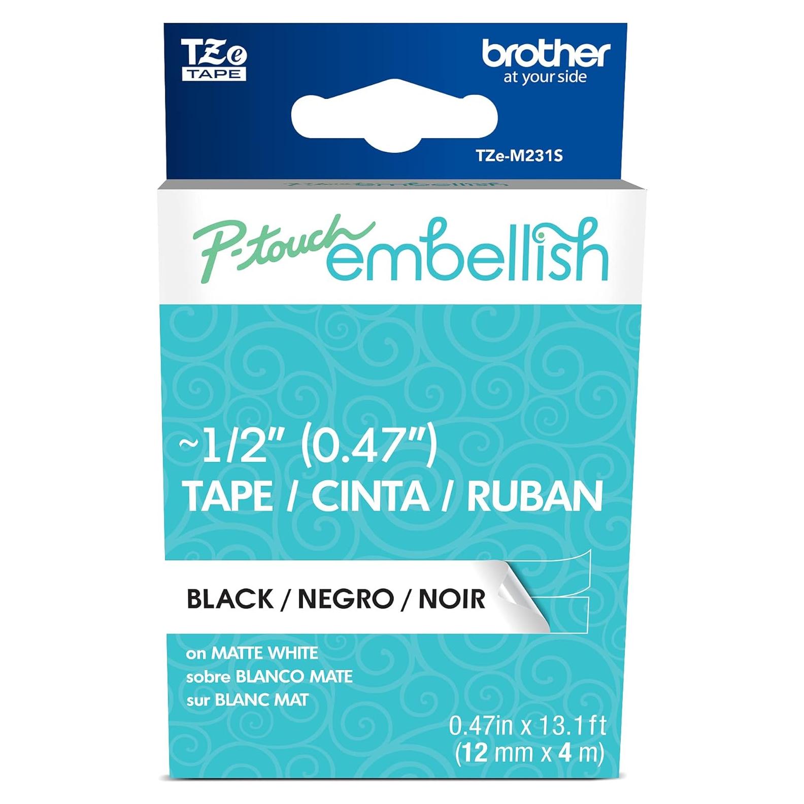 Cinta Blanca Mate con Impresión Negra Brother TZEM231S 12mm