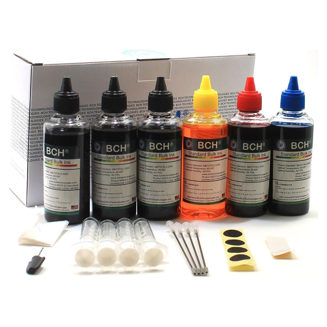 Kit de Recarga de Tinta BCH 600ml - 3x Negro, Cian, Magenta, Amarillo