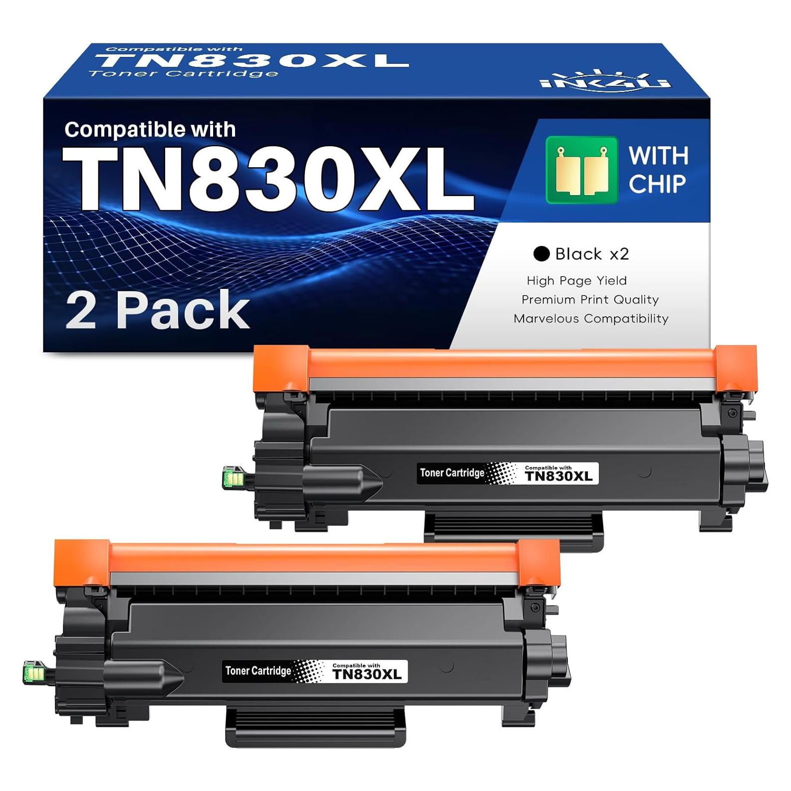 Tóner Compatible TN830XL INK4U para Impresoras Brother - 2 Cartuchos