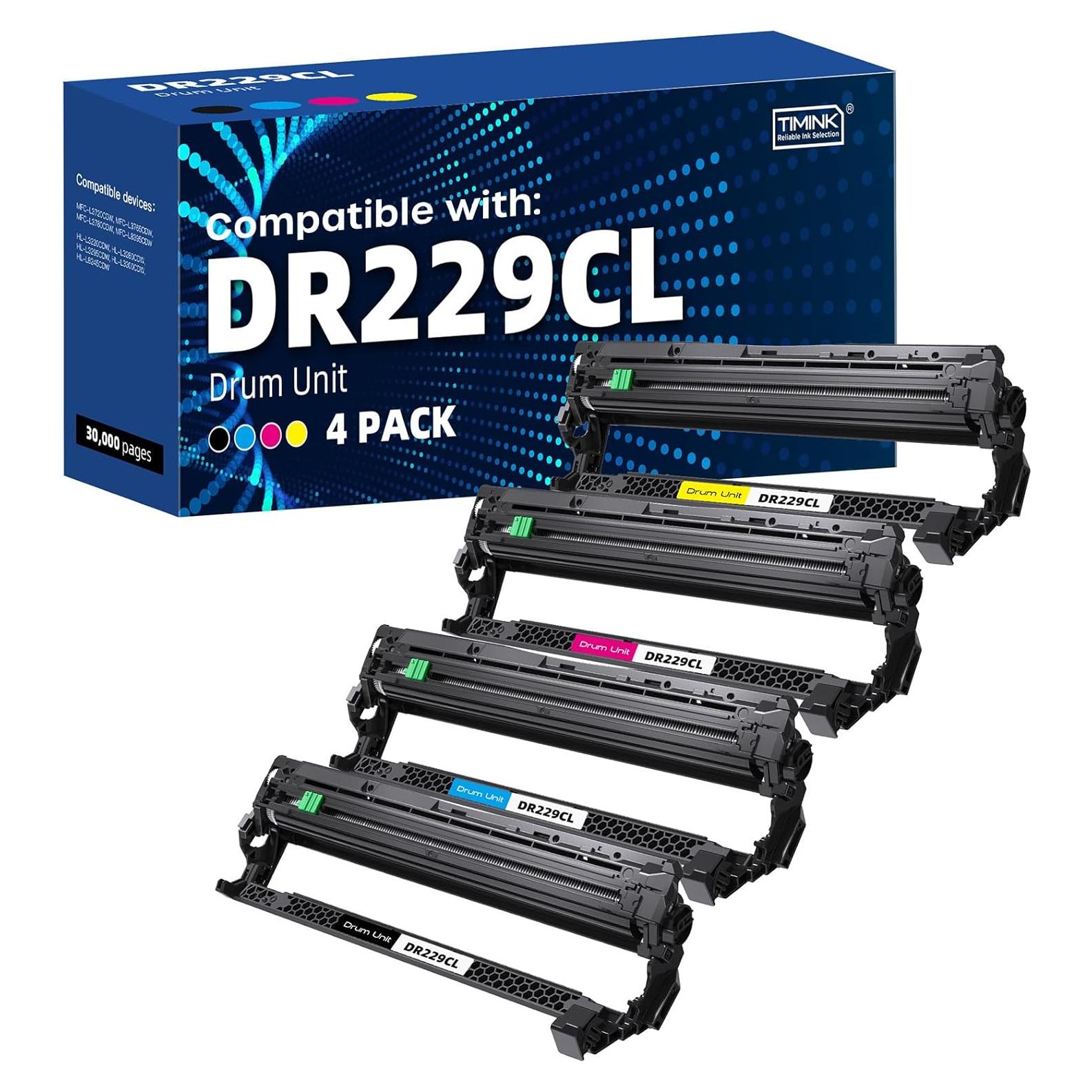 Unidad de tambor compatible Timink DR229CL para Brother - Paquete de 4