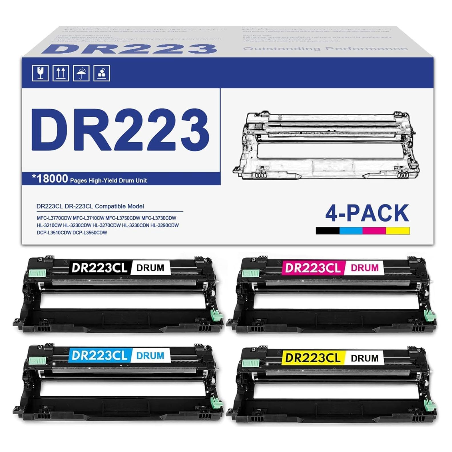 Conjunto de 4 Unidades de Tambor DR223CL para Brother