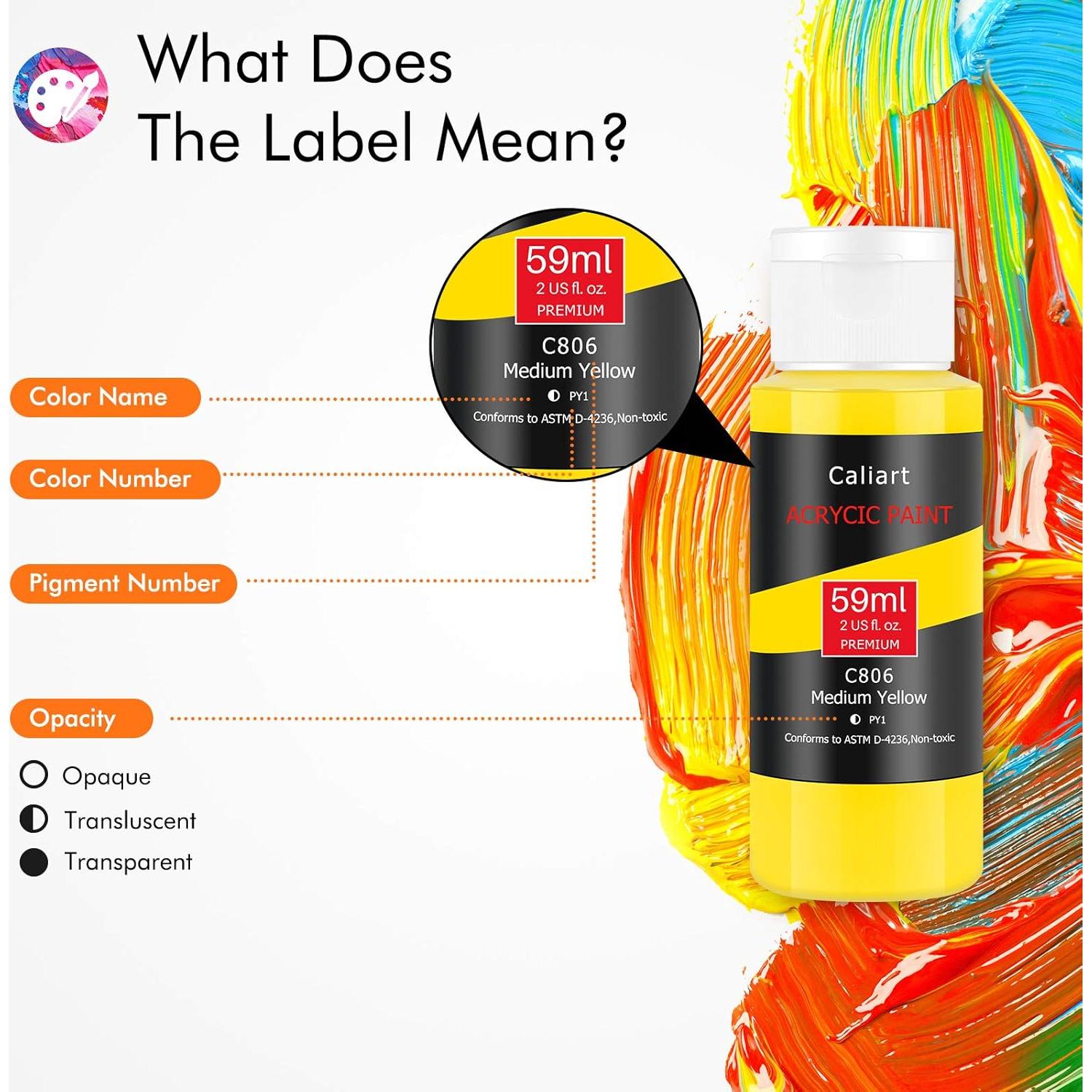 Juego de Pintura Acrílica Caliart 24 Colores + 12 Pinceles