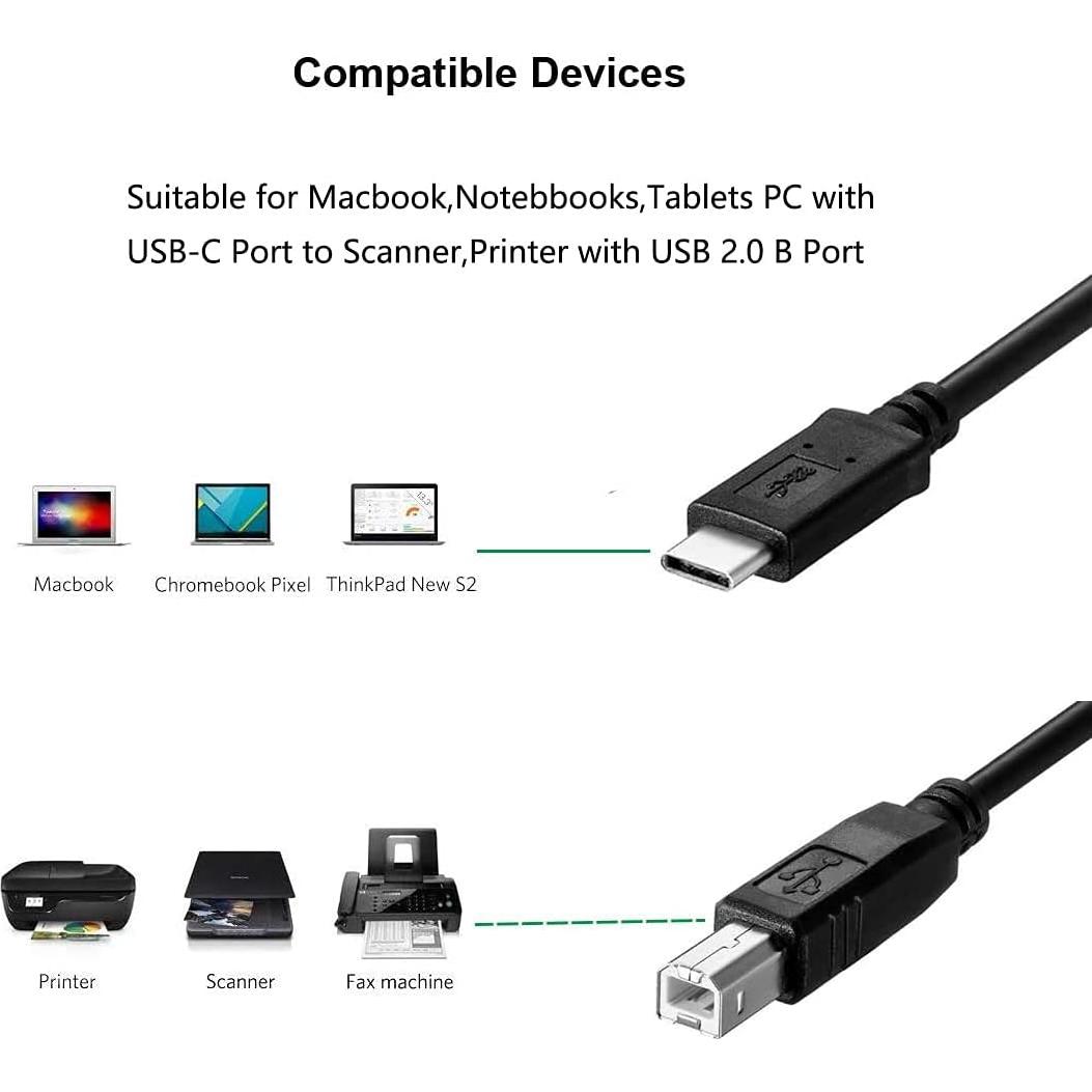 Cable USB-C a USB Tipo B Storel 2m para Impresoras y Laptops