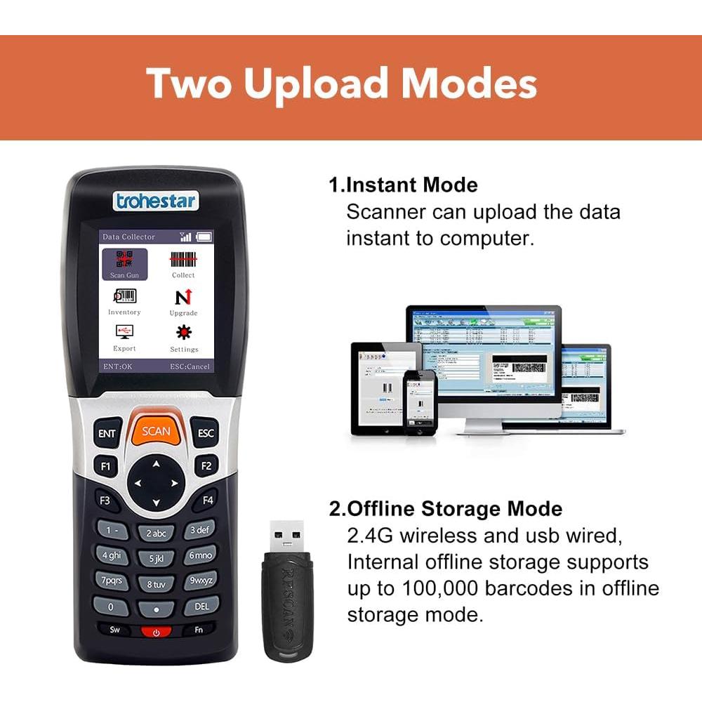 Escáner de Código de Barras Inalámbrico Trohestar N4 1D