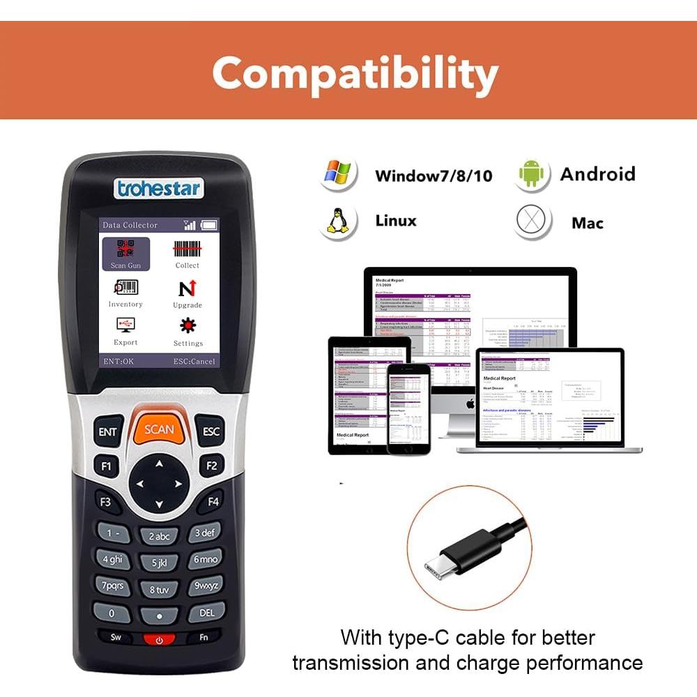 Escáner de Código de Barras Inalámbrico Trohestar N4 1D