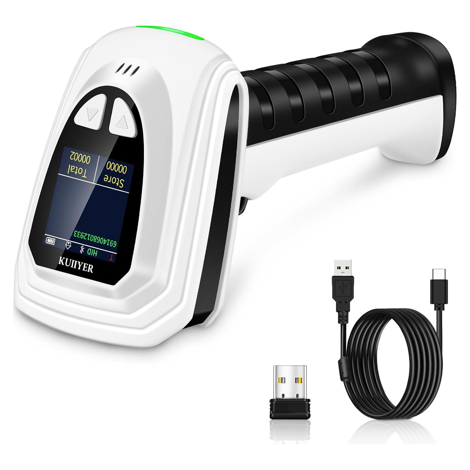 Escáner de Códigos de Barras KUIIYER Bluetooth 2D con Pantalla LCD