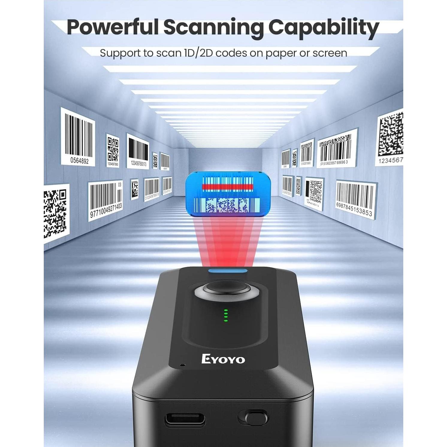 Escáner de Código de Barras Bluetooth Eyoyo Mini 2D Inalámbrico