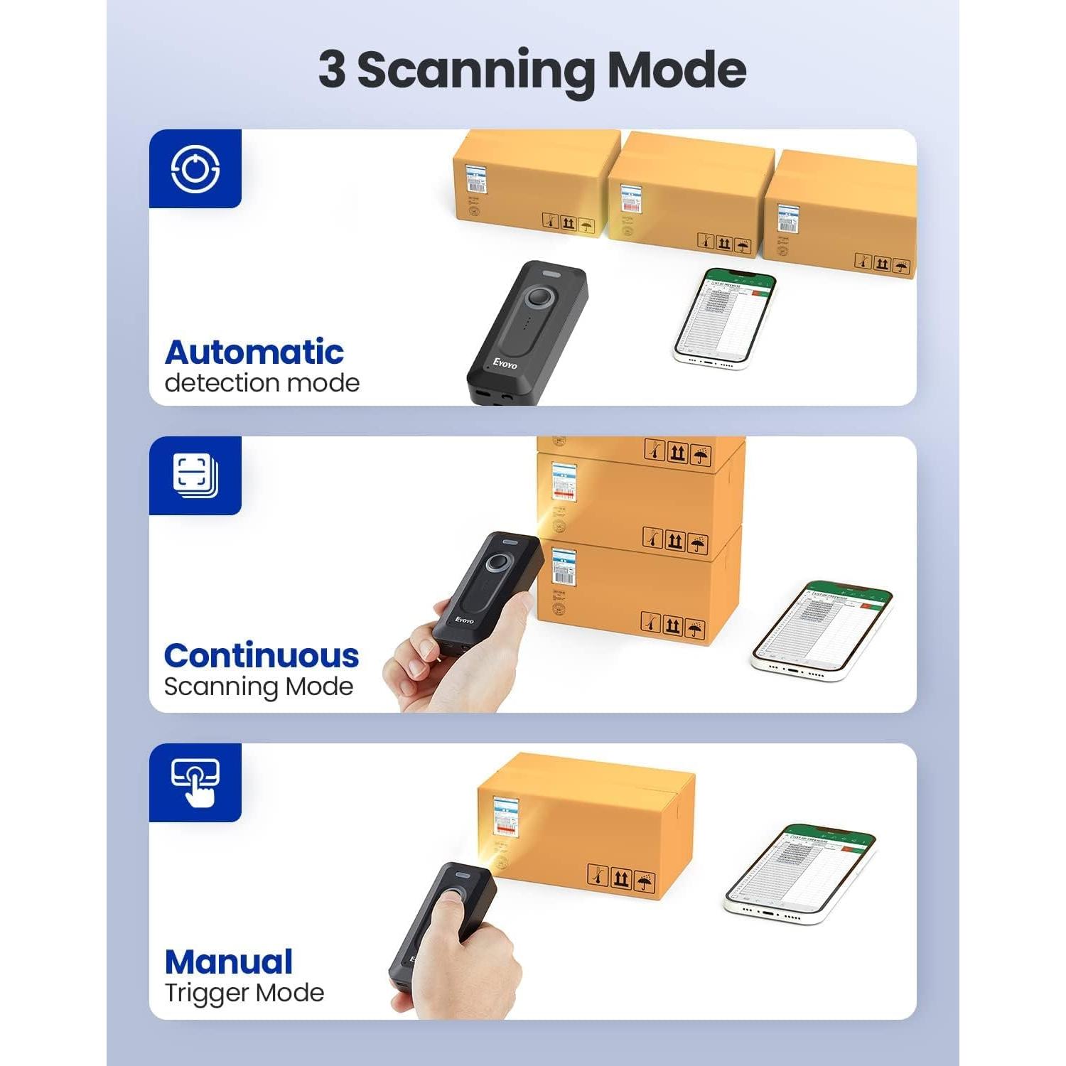 Escáner de Código de Barras Bluetooth Eyoyo Mini 2D Inalámbrico