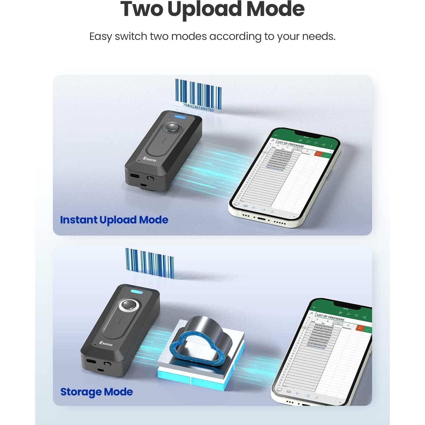 Escáner de Código de Barras Bluetooth Eyoyo Mini 2D Inalámbrico