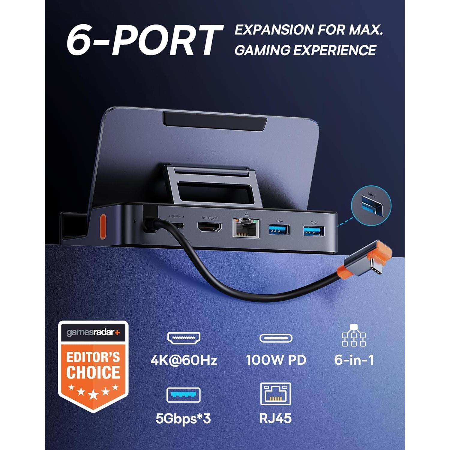 Dock 6-en-1 Baseus para Steam Deck y ROG Ally - HDMI 4K, USB 3.0