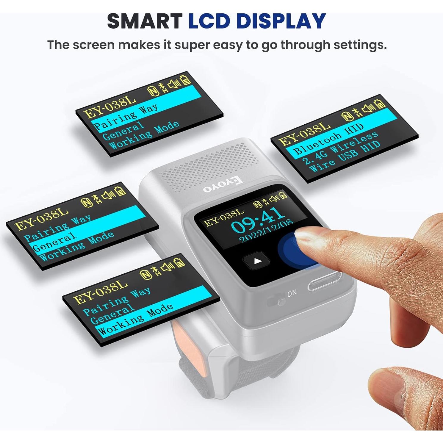 Escáner de Códigos de Barras Inalámbrico Eyoyo EY-038L 1D