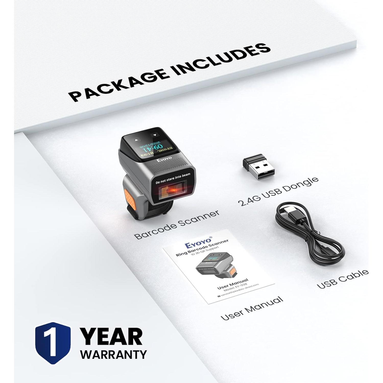 Escáner de Códigos de Barras Inalámbrico Eyoyo EY-038L 1D