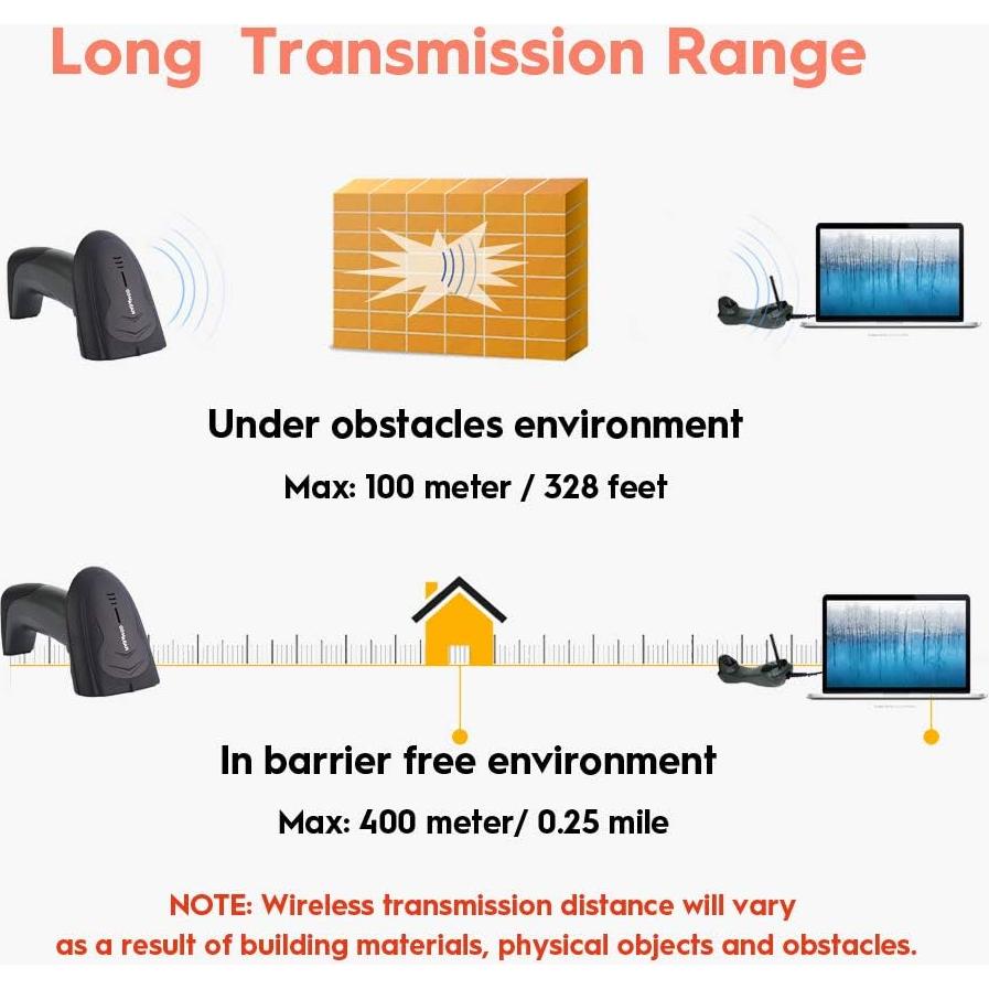 Escáner de Código de Barras Inalámbrico NADAMOO 1D con Base