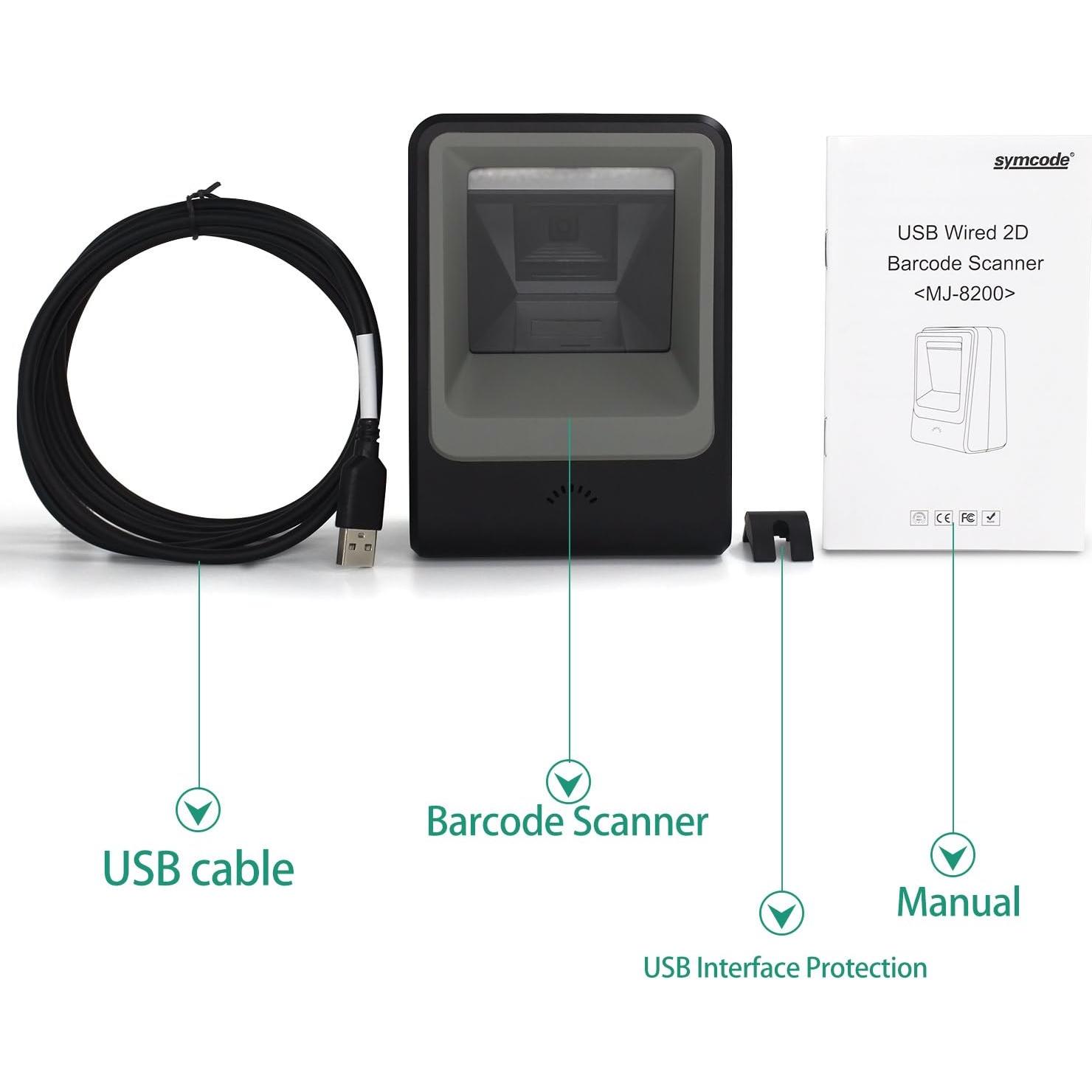 Escáner de Código de Barras 2D QR Symcode MJ-8200-B USB