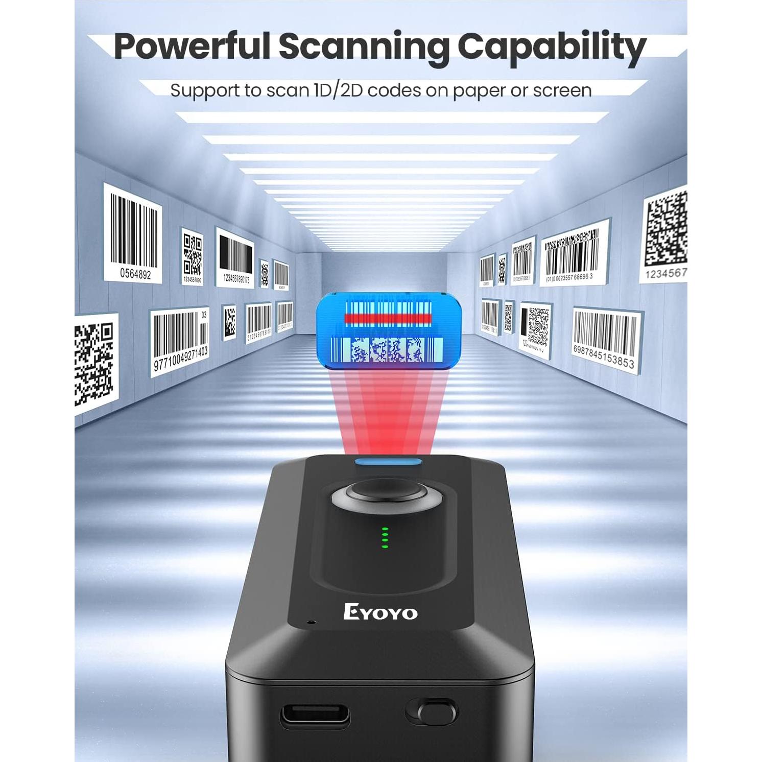 Escáner de Código de Barras 2D Eyoyo EY-039 Bluetooth Portátil
