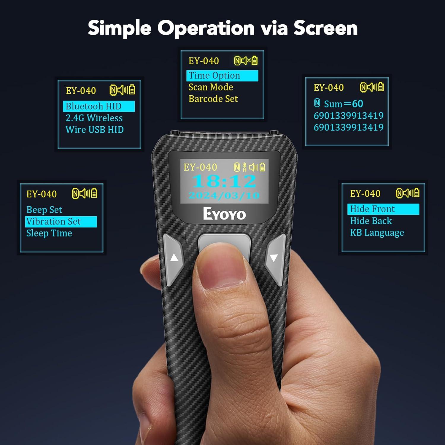 Escáner de Códigos de Barras Inalámbrico Eyoyo 2D Mini