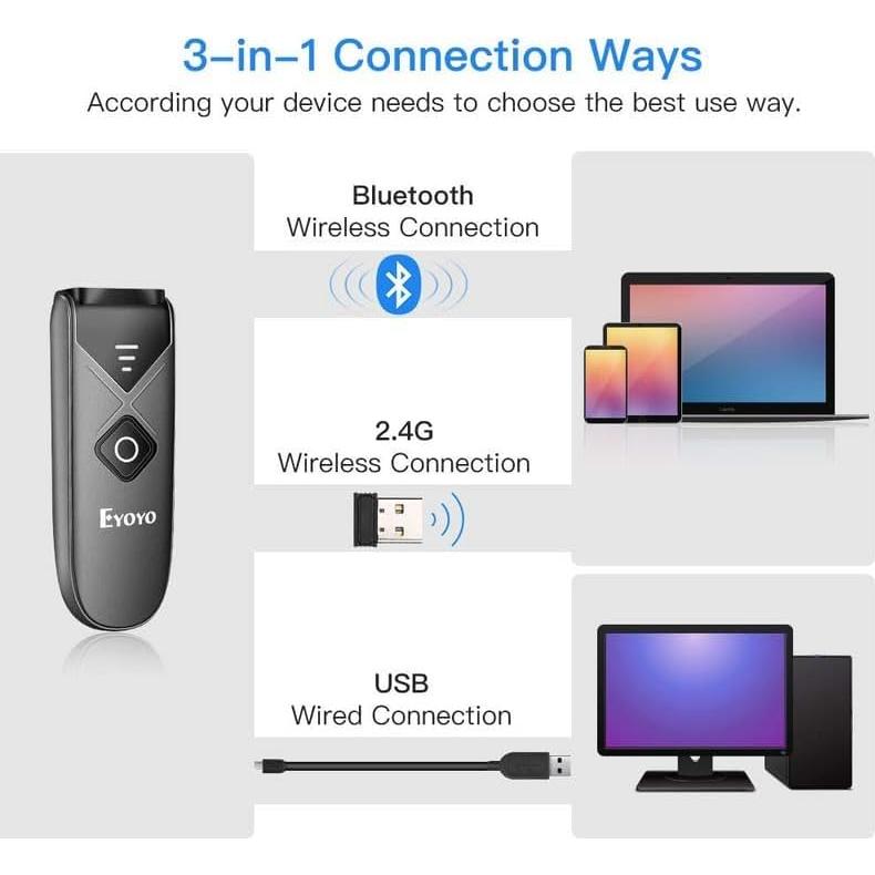 Escáner de Códigos de Barras Inalámbrico Eyoyo 2D Mini