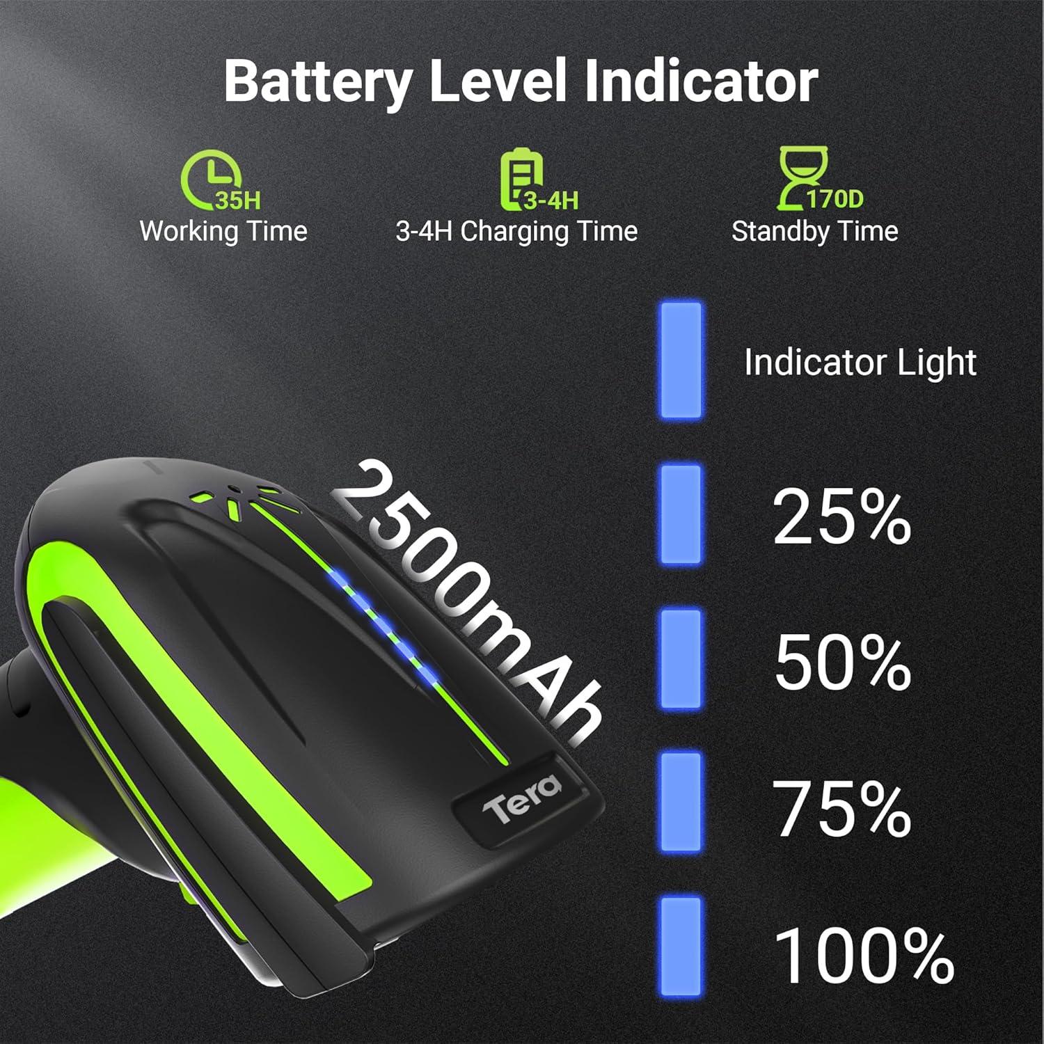 Escáner de Código de Barras Inalámbrico Tera 8100 Pro 2500mAh