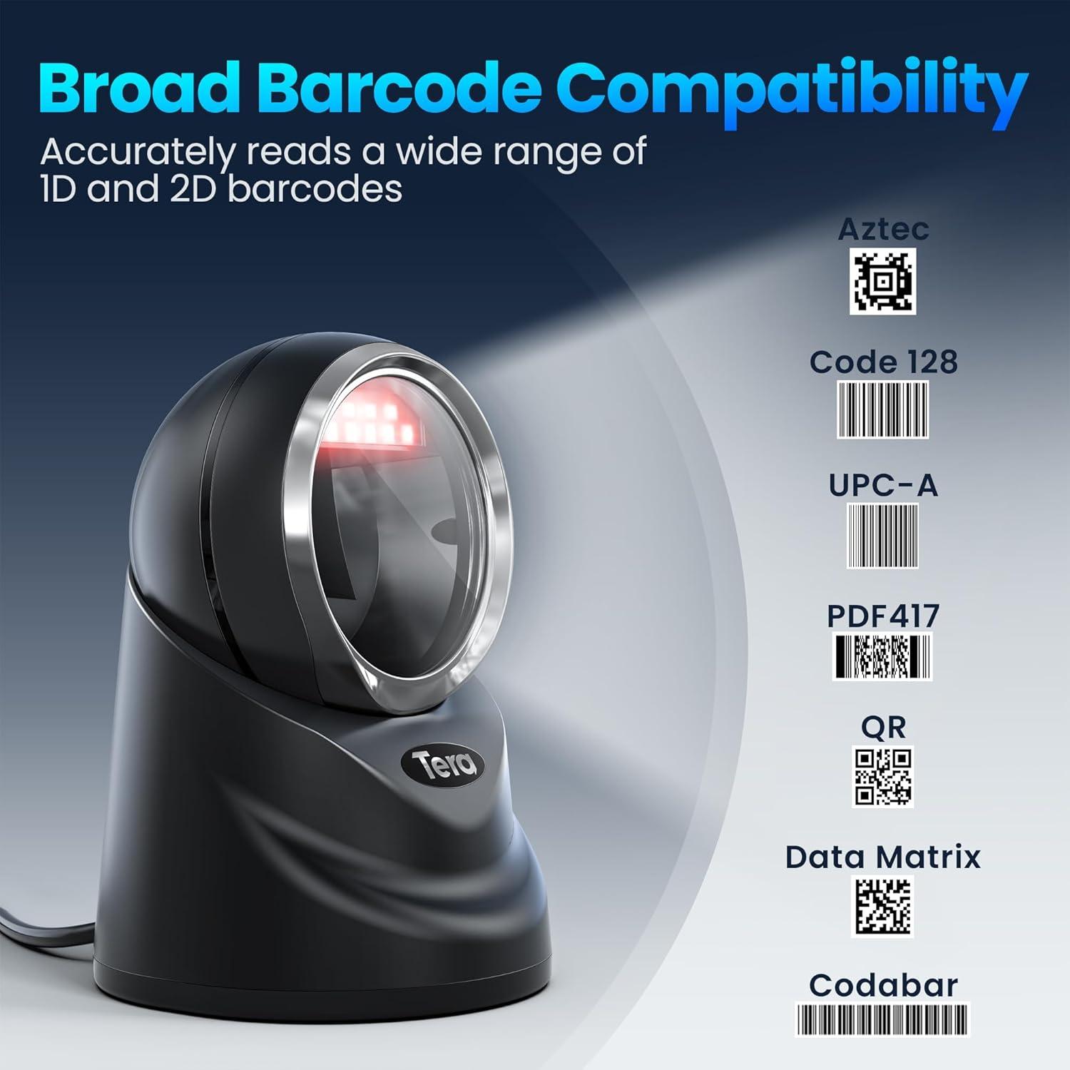 Escáner de Código de Barras Tera 9100 2D USB Negro