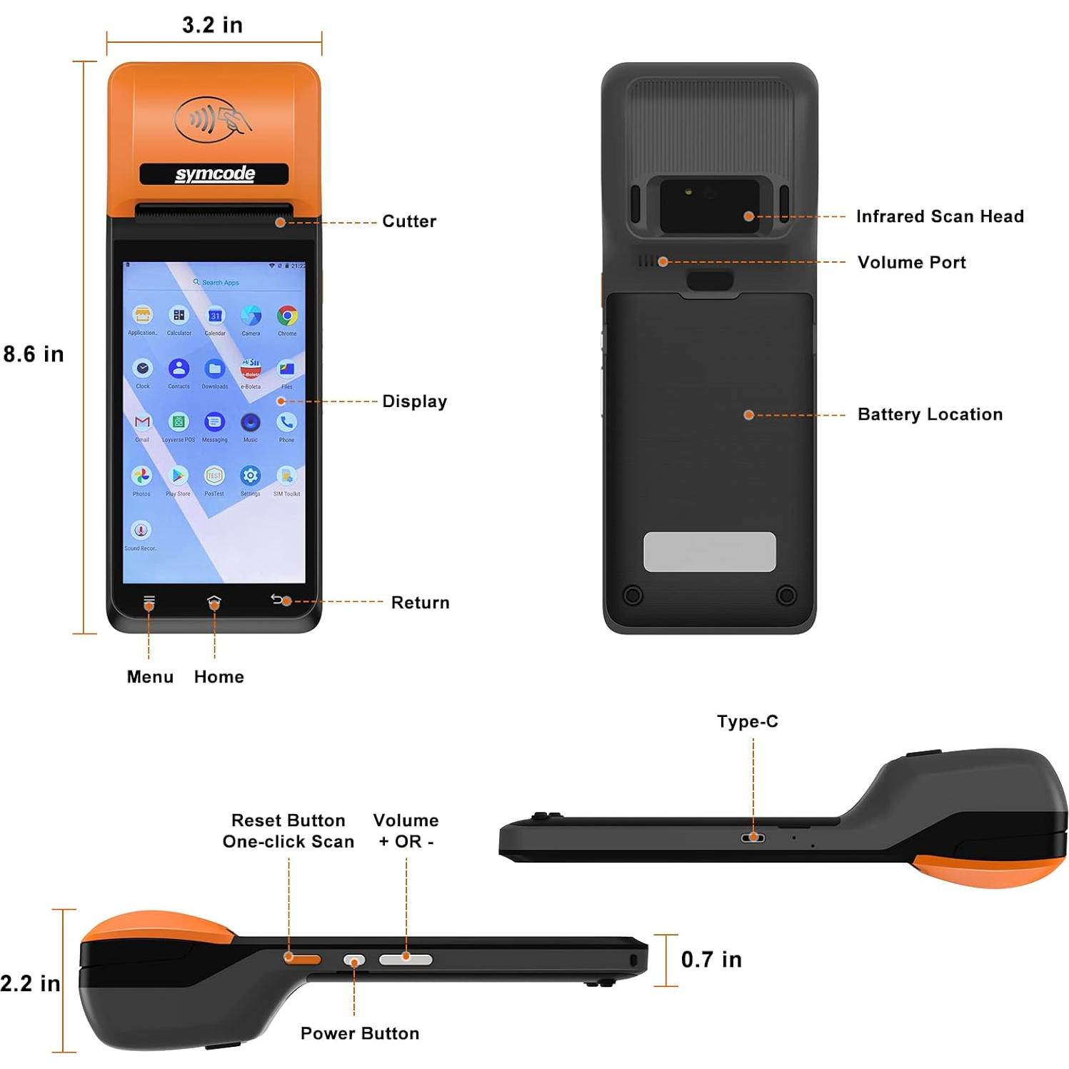Impresora Térmica POS Symcode MJ-Q50 58mm Android 8.1