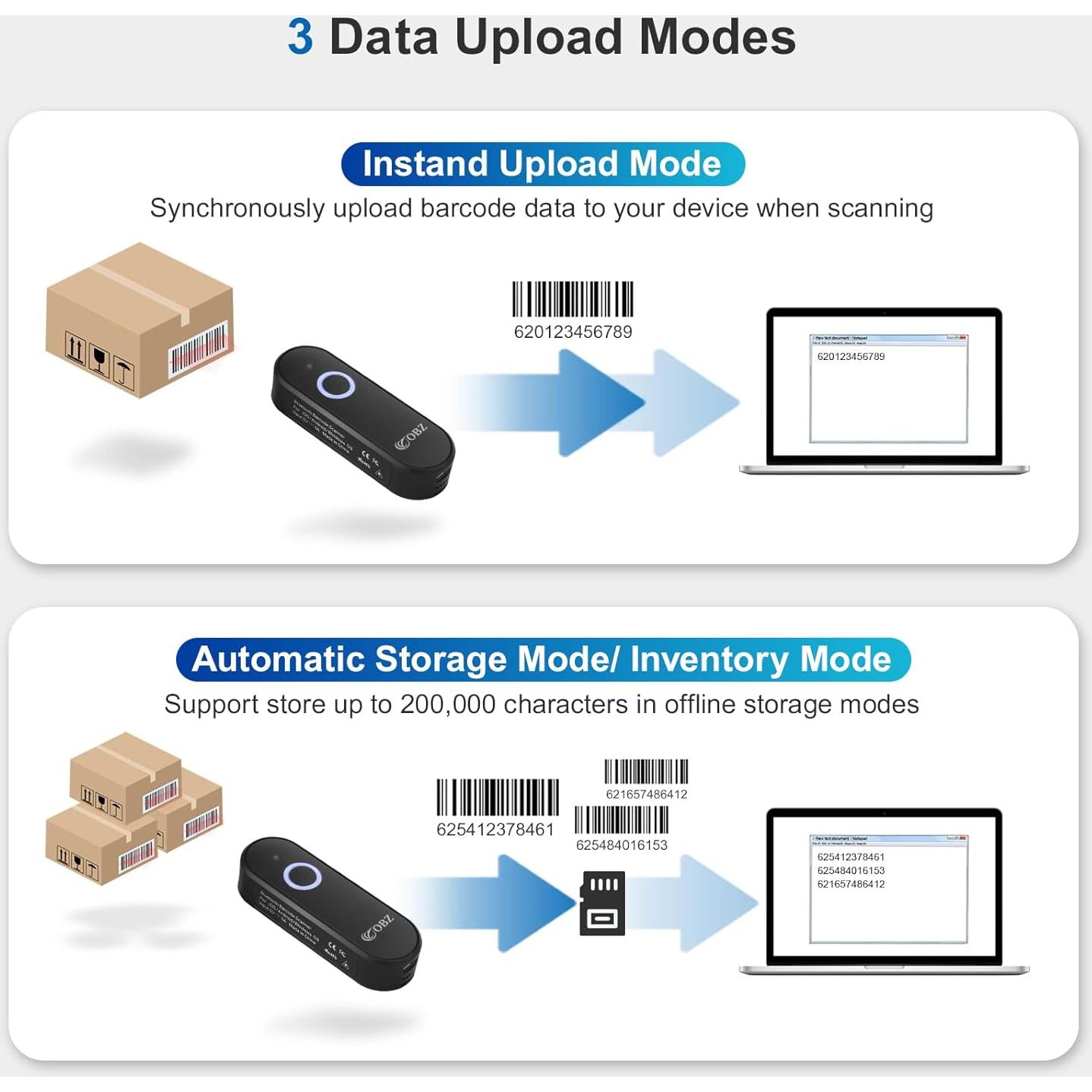 Escáner de Código de Barras Inalámbrico OBZ Mini 2D USB