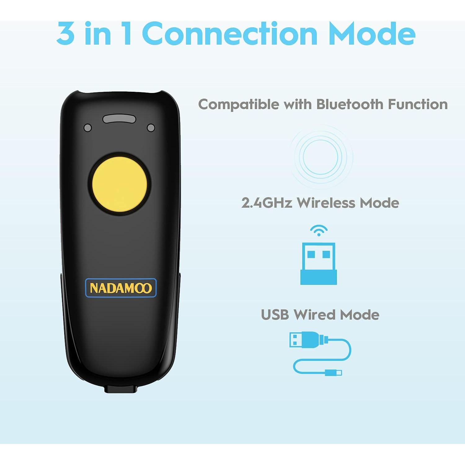 Escáner de Código de Barras Inalámbrico 2D NADAMOO Bur3076-2D y Bur3003