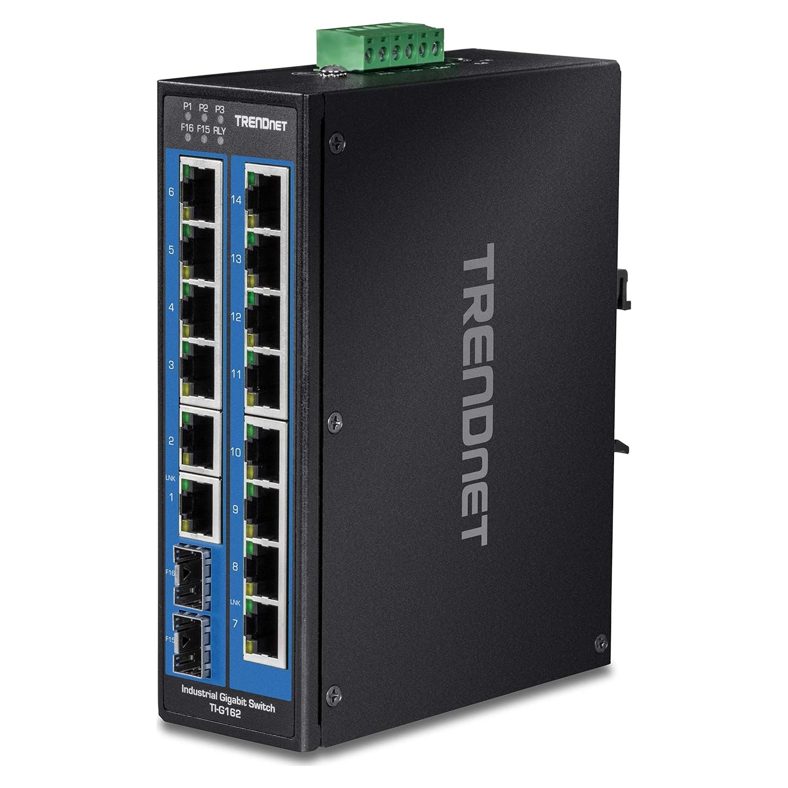 Interruptor Industrial Gigabit TRENDnet TI-G162 16 Puertos IP30