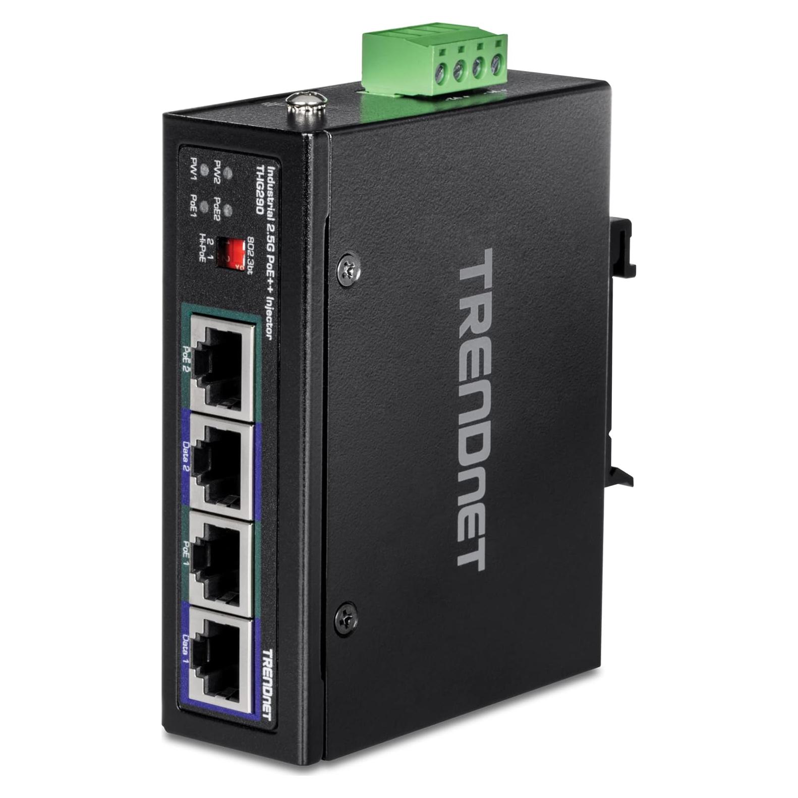 Inyector PoE++ Industrial TRENDnet TI-IG290 95W 2 Puertos
