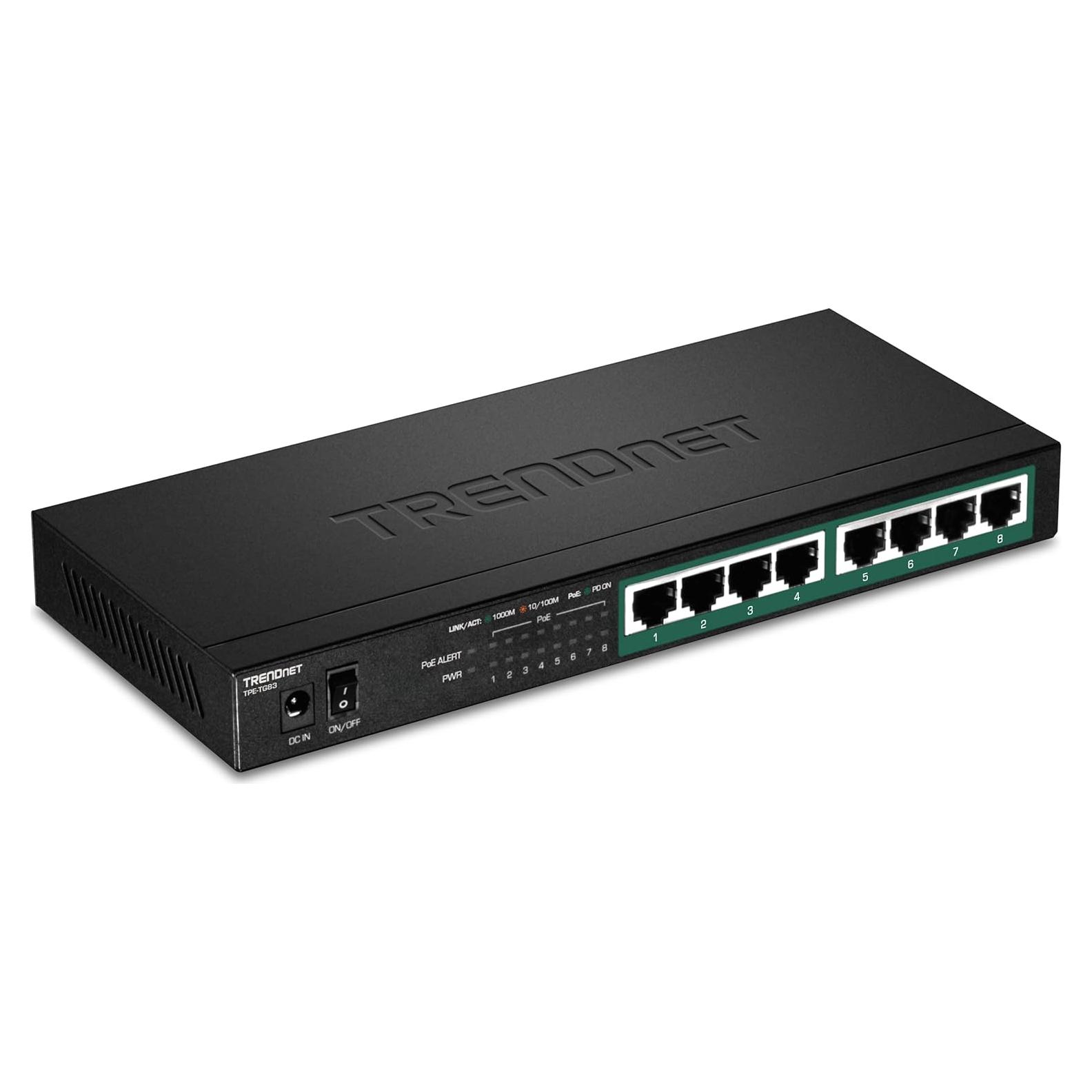 Interruptor PoE+ Gigabit 8 Puertos TRENDnet TPE-TG83 65W