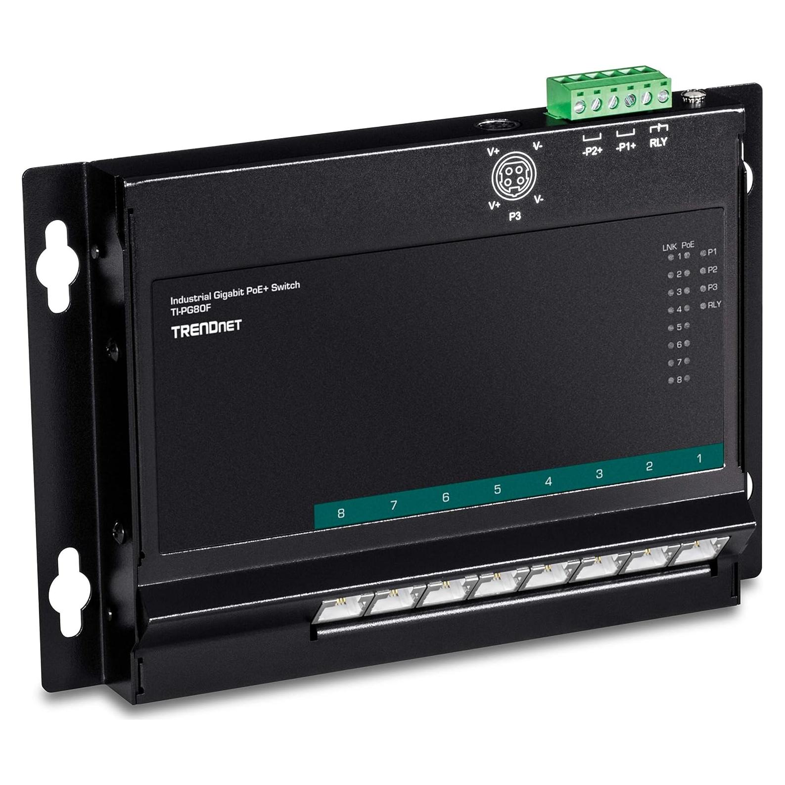 Interruptor Industrial Gigabit PoE+ TRENDnet TI-PG80F 8 Puertos