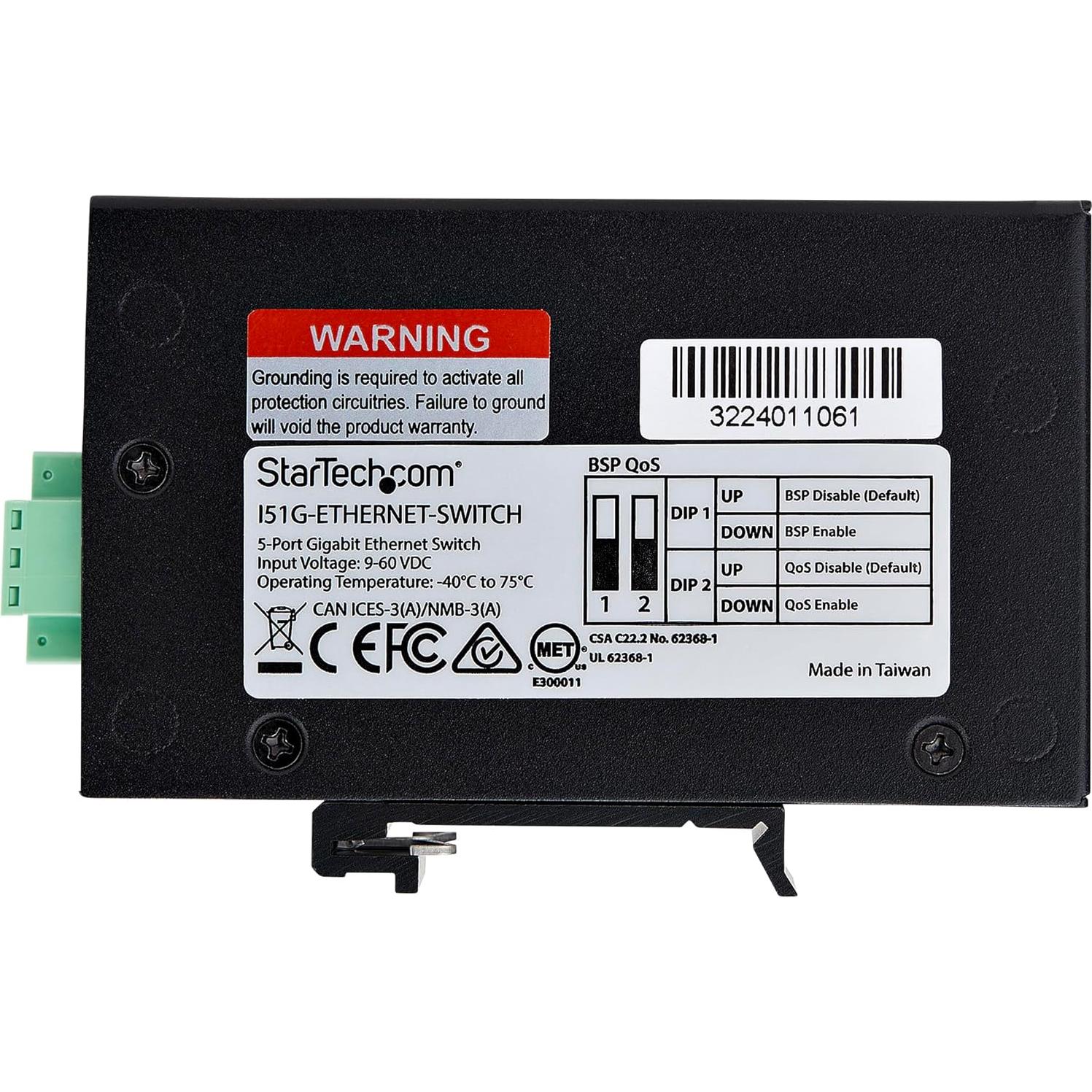 Interruptor de Red Industrial StarTech 5 Puertos Gigabit IP30