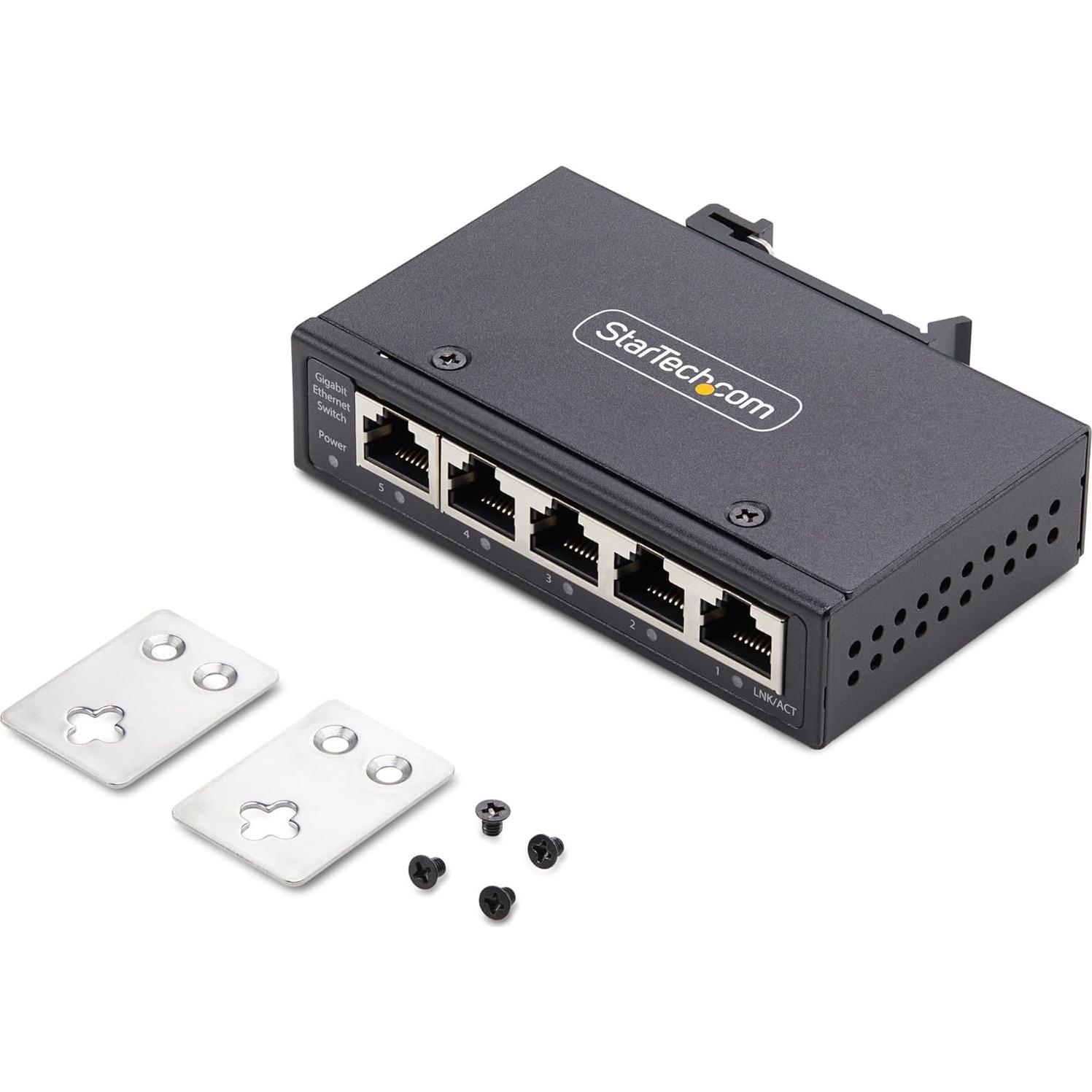 Interruptor de Red Industrial StarTech 5 Puertos Gigabit IP30