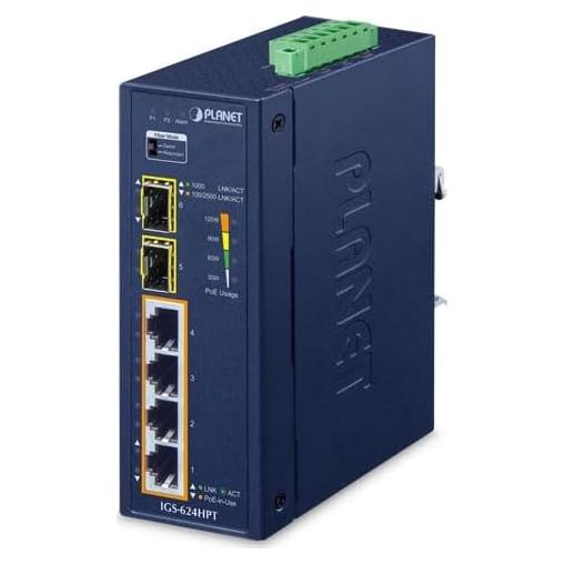 Interruptor Ethernet Industrial PLANET IGS-624HPT PoE+ 4 Puertos