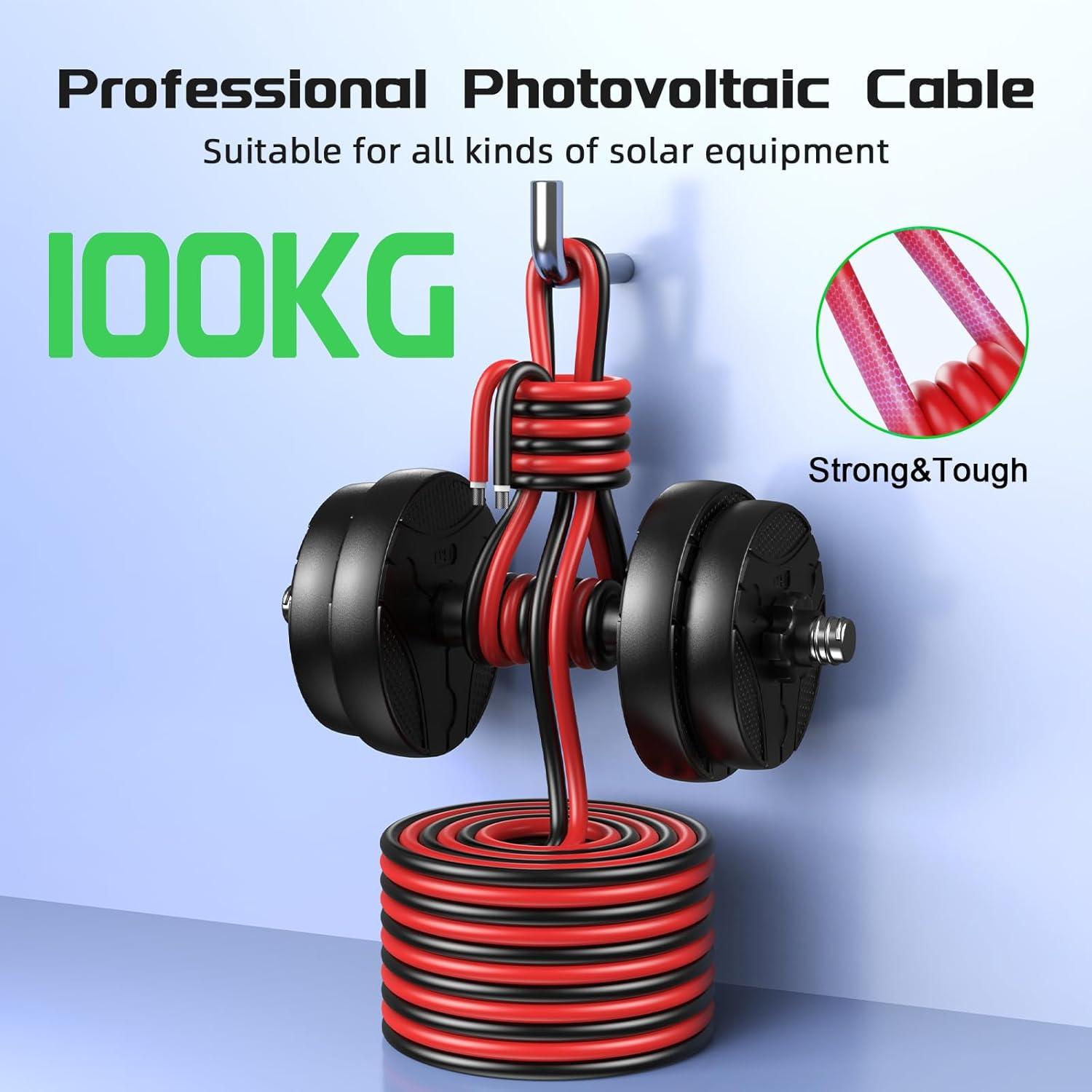 Cable de Extensión Solar 10AWG 100Ft Batería Power Negro y Rojo