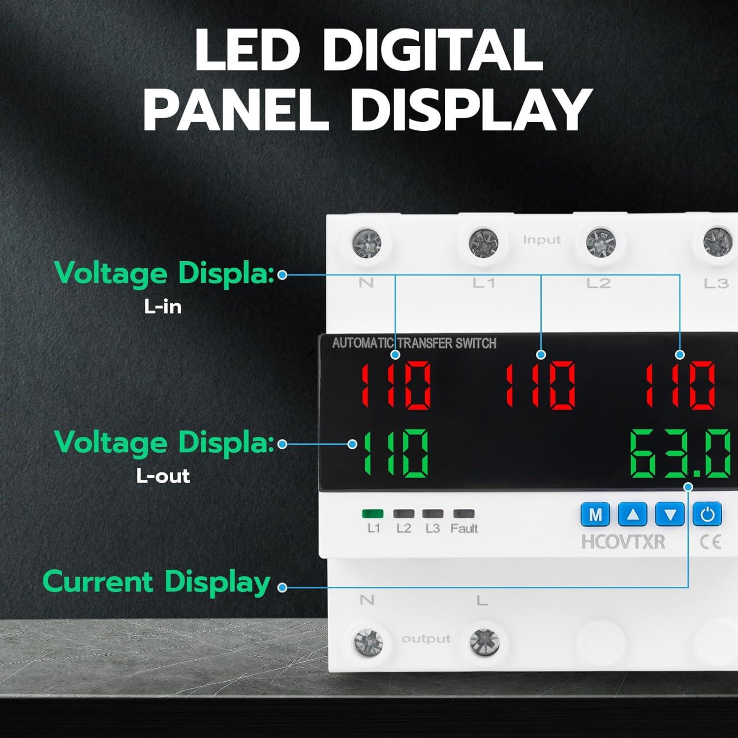 Interruptor de Transferencia Automático 63A HCOVTXR con Pantalla LED