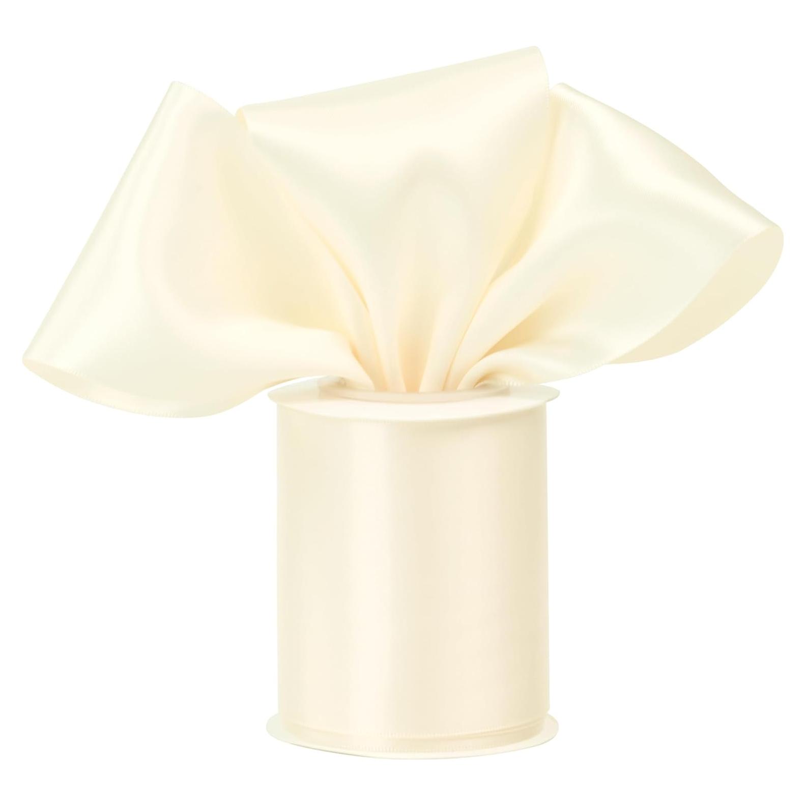 Cinta de Satén DINDOSAL Marfil 7.62 cm x 9.14 m Doble Cara