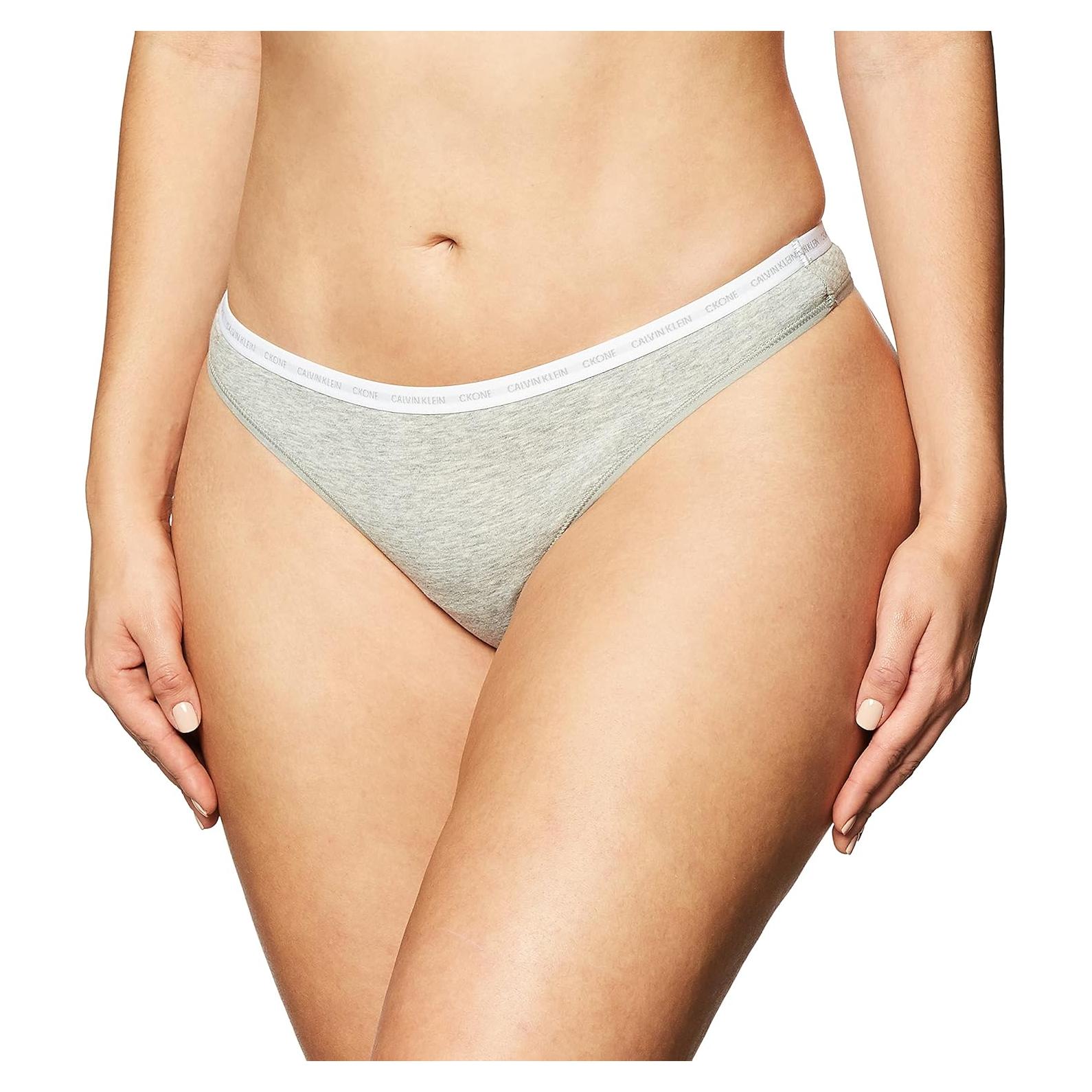 Tanga de Algodón Elástico Calvin Klein CK One Gris Mediano