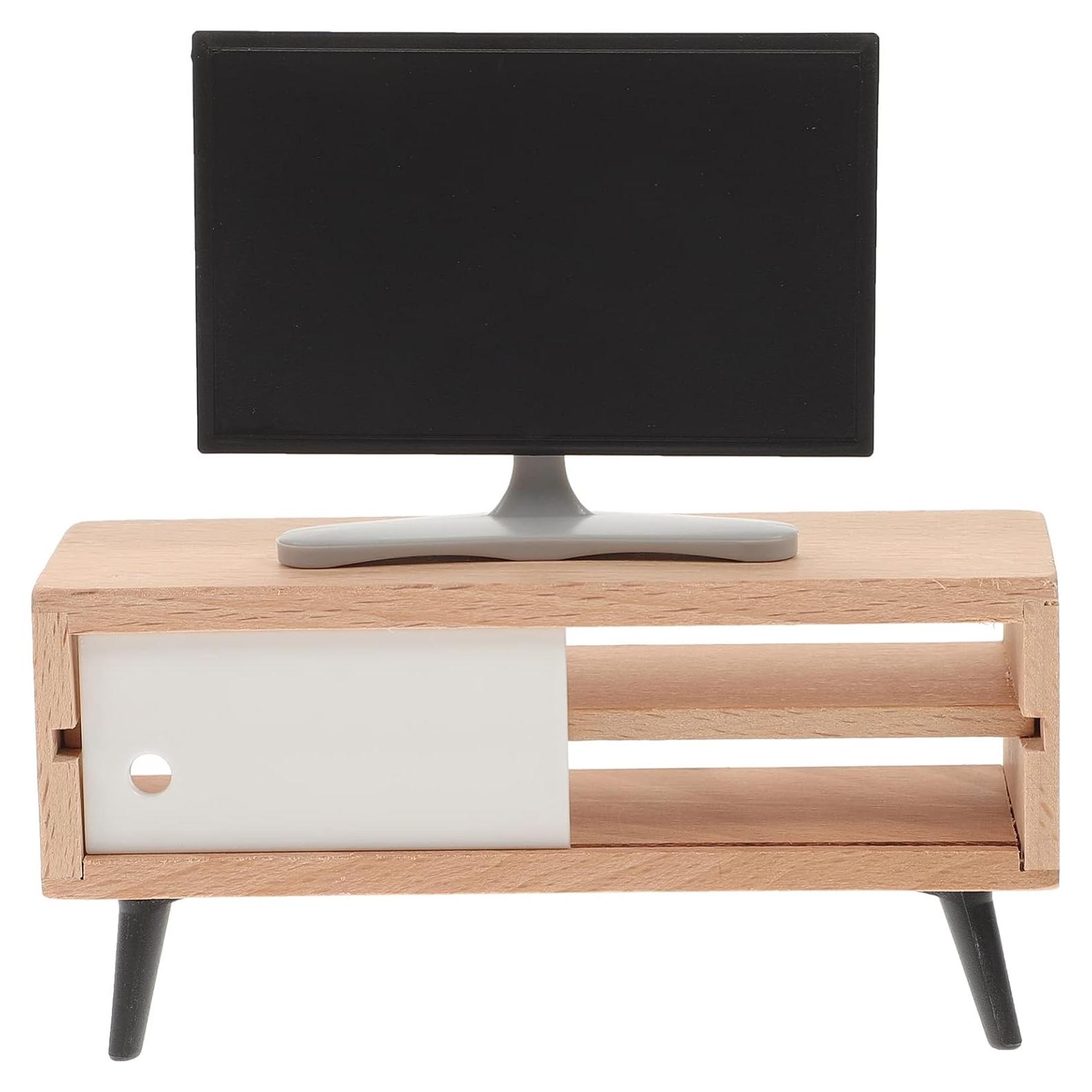 Mini Televisor y Mueble para Casa de Muñecas NUOBESTY