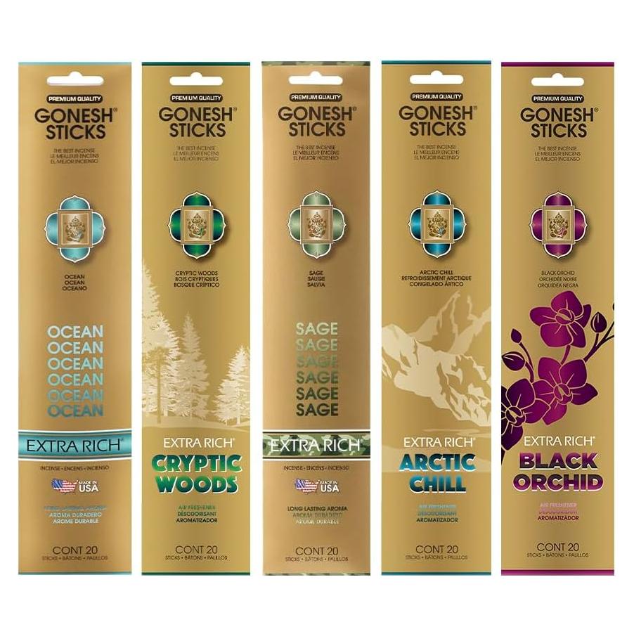 Incienso Aromático Gonesh - Variedad 5 Paquetes 20 Varitas