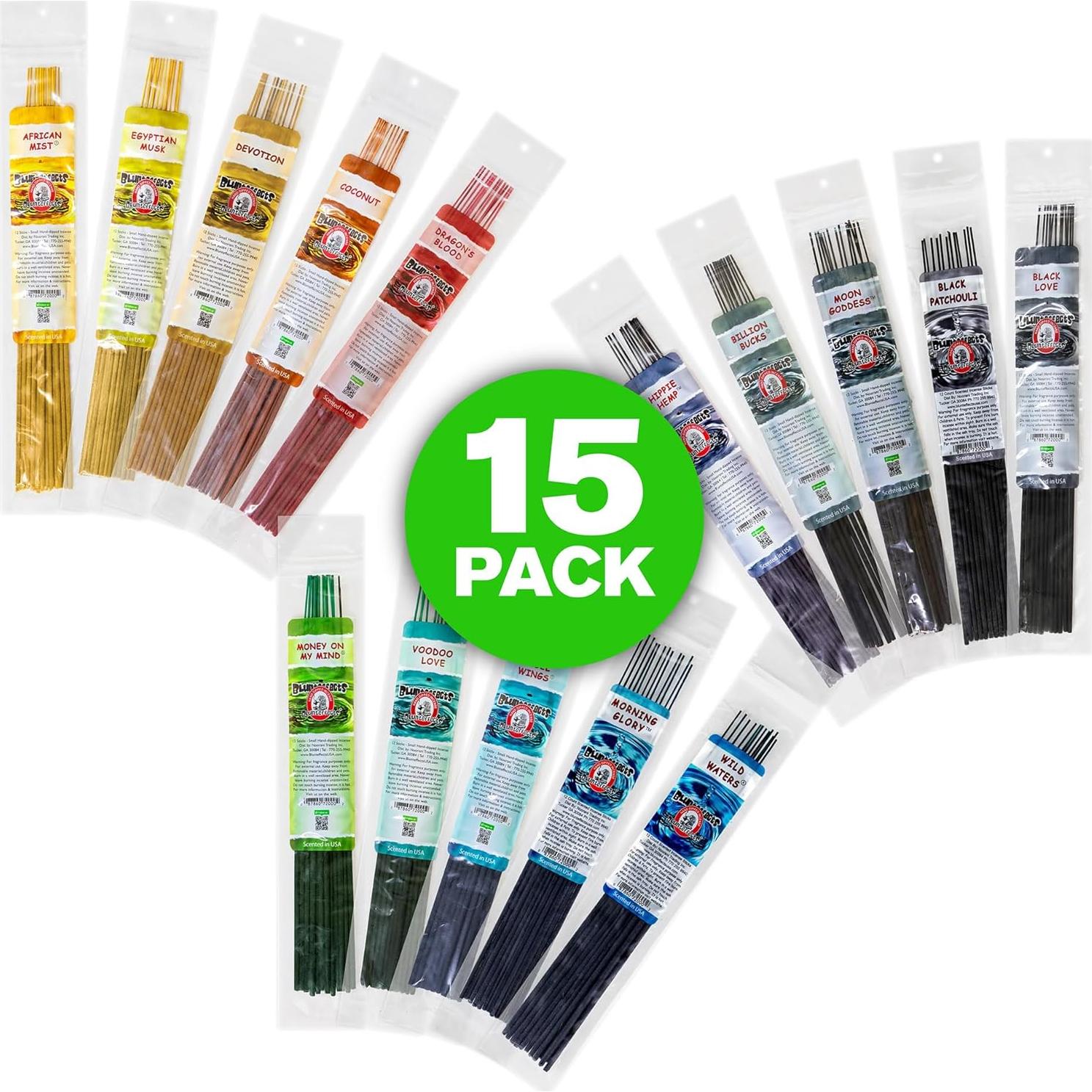 Incienso Blunteffects - Set Premium 180 Varillas 15 Aromas 27.94 cm