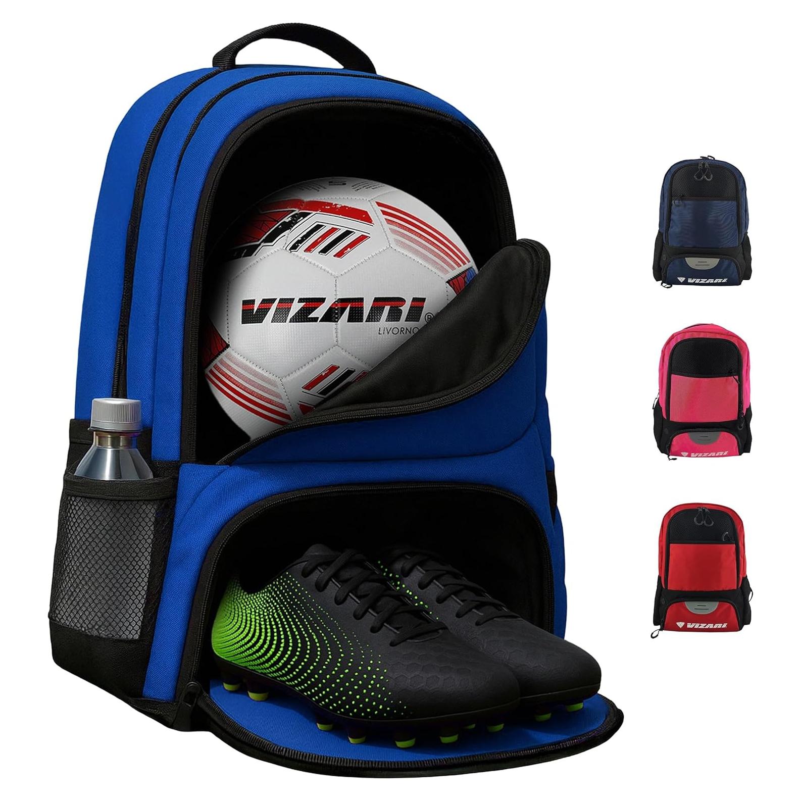Mochila de Fútbol Vizari Avila - Resistente al Agua, Compartimentos para Botas y Balón