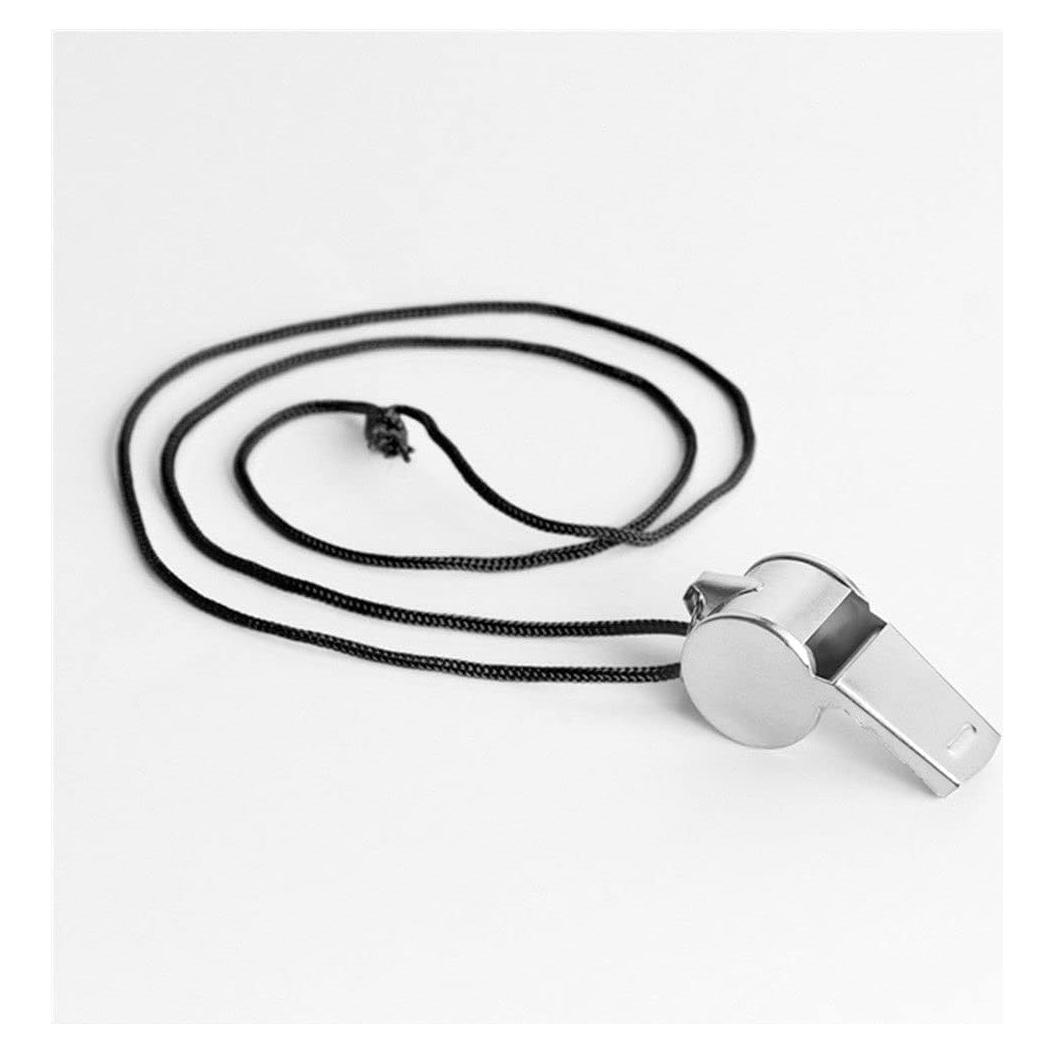 Silbato de Metal WLngtv con Cordón Negro para Deportes