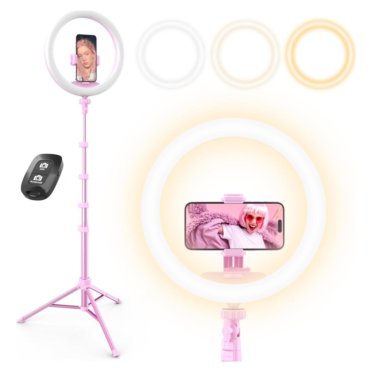 Luz de Anillo UBeesize 30,48 cm con Trípode 157,48 cm Rosa
