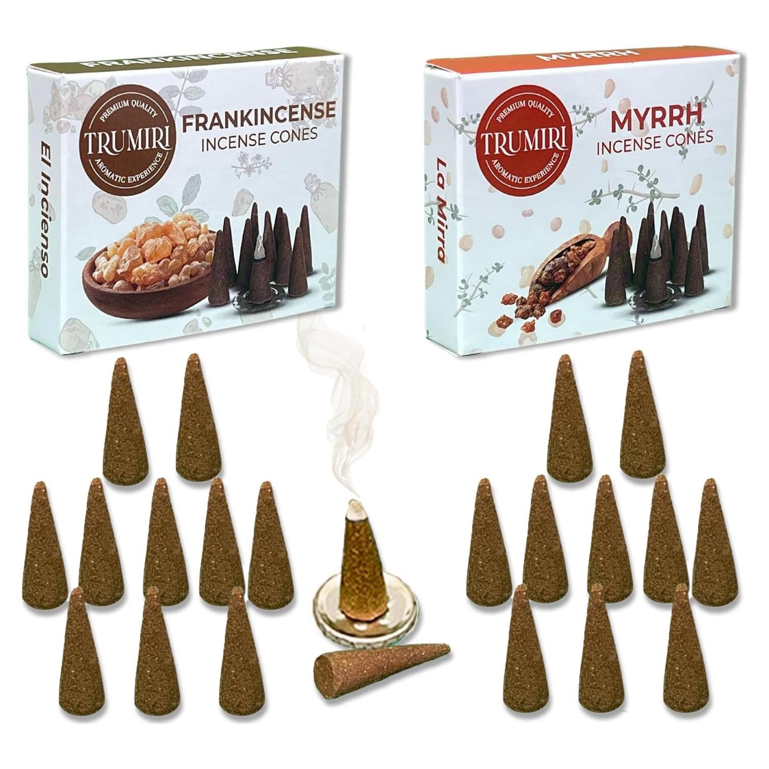 Conos de Incienso TRUMIRI - 20 Conos Aromatizados Incienso y Mirra