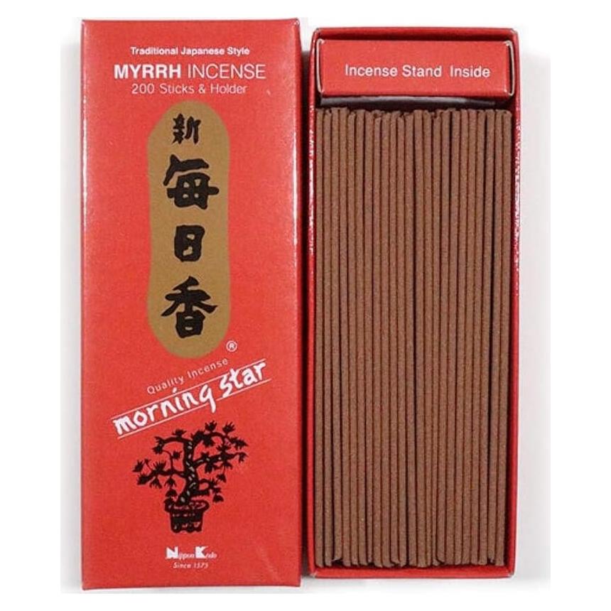 Incienso Japonés Morning Star 200 Varitas Mirra + Soporte