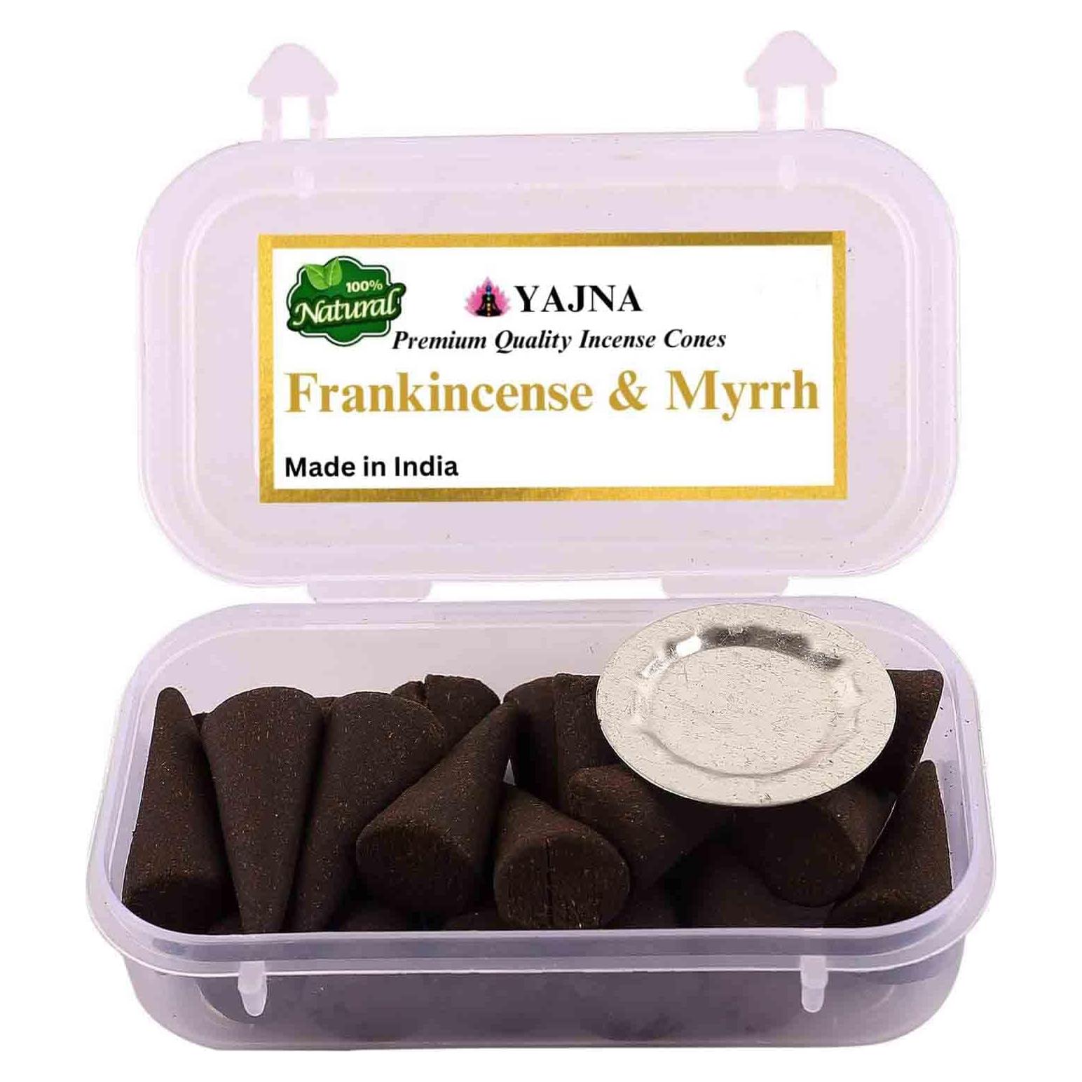 Conos de Incienso Yajna 100% Natural - Incienso y Mirra - 20 Unidades
