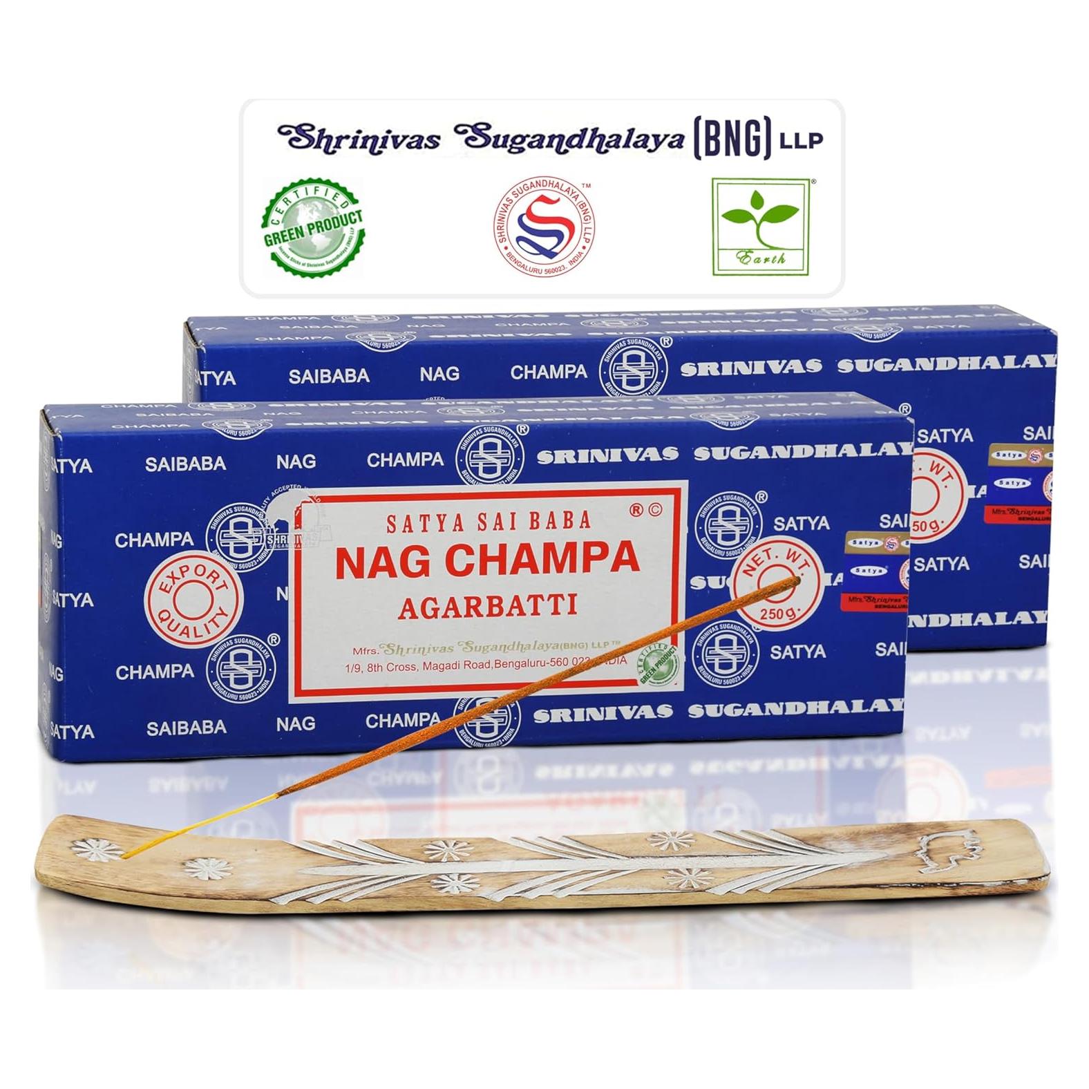 Incienso Natural Satya Nagchampa 500 g con Soporte Raajsee