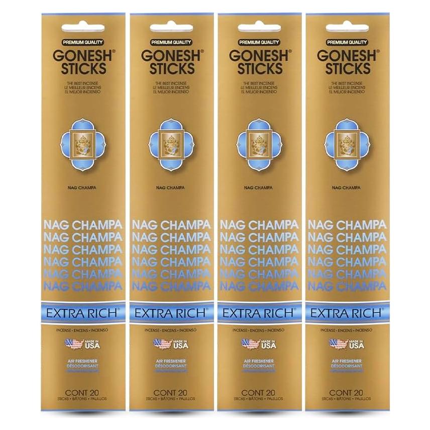 Incienso Gonesh Nag Champa - 80 Varitas de Carbón 25.4 cm
