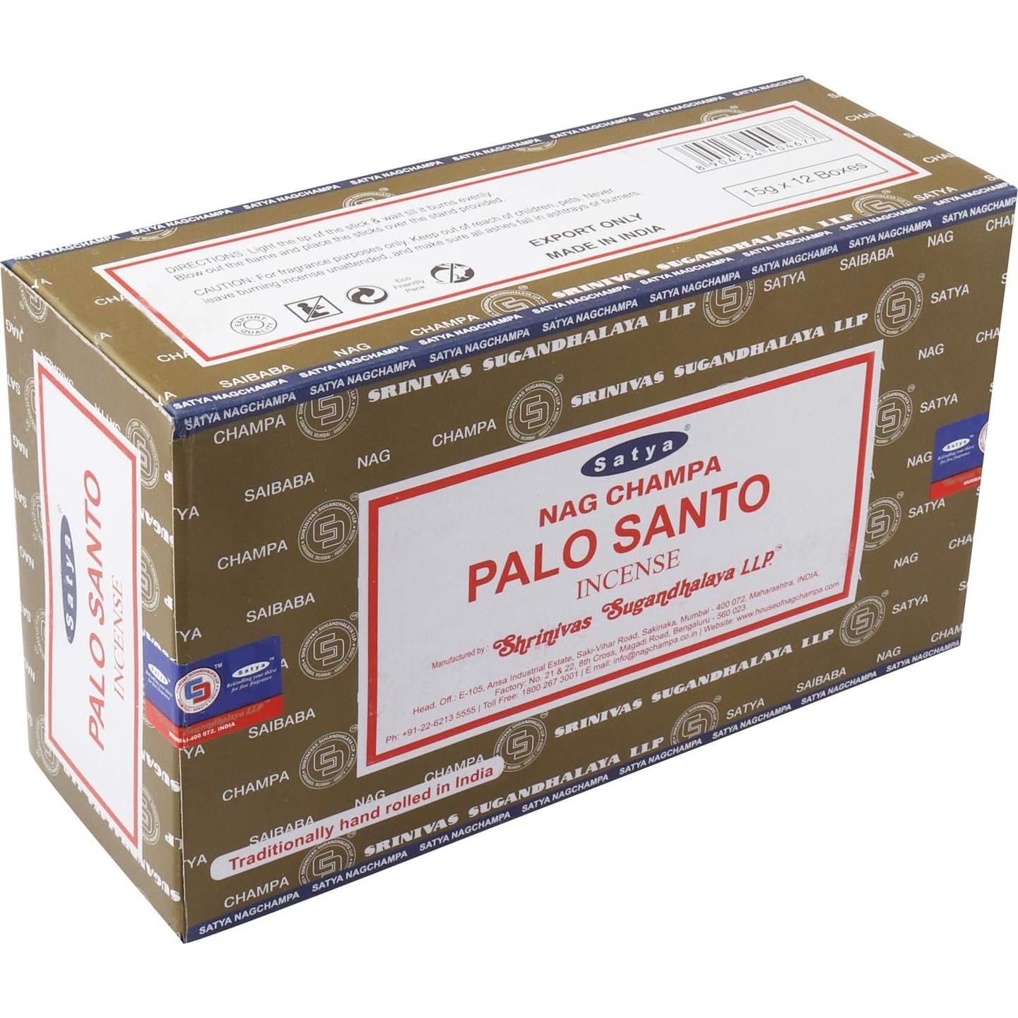 Incienso de Palo Santo Satya Nag Champa - 12 Varitas 180g