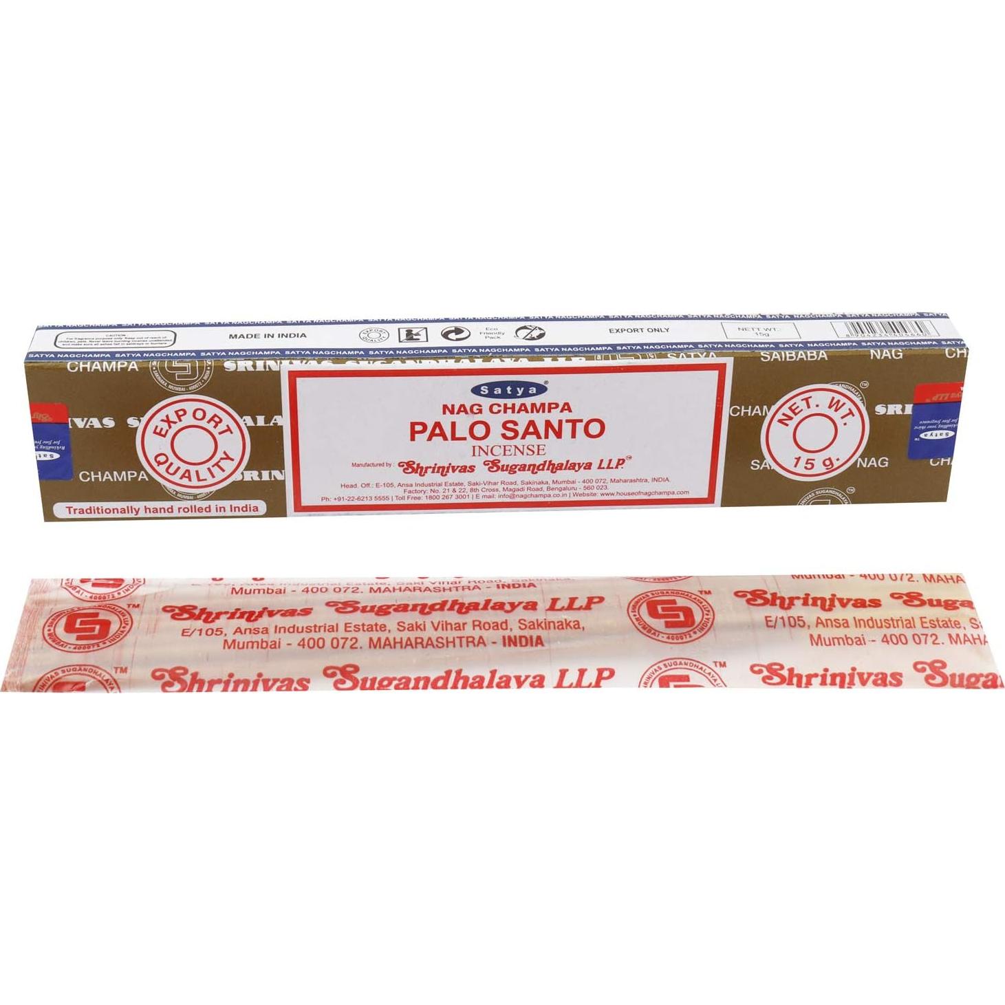 Incienso de Palo Santo Satya Nag Champa - 12 Varitas 180g